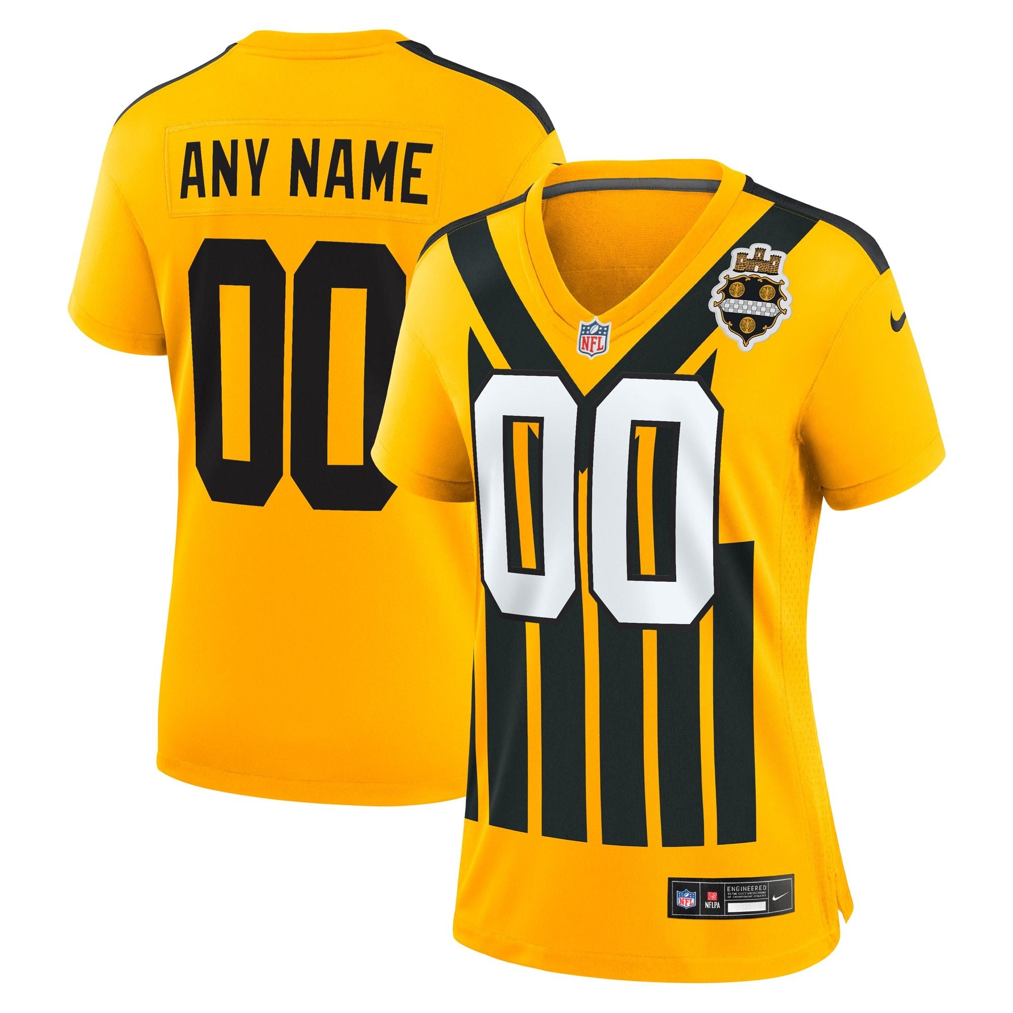 Women's Pittsburgh Steelers Nike Gold Alternate 1933 Throwback Game Custom Jersey