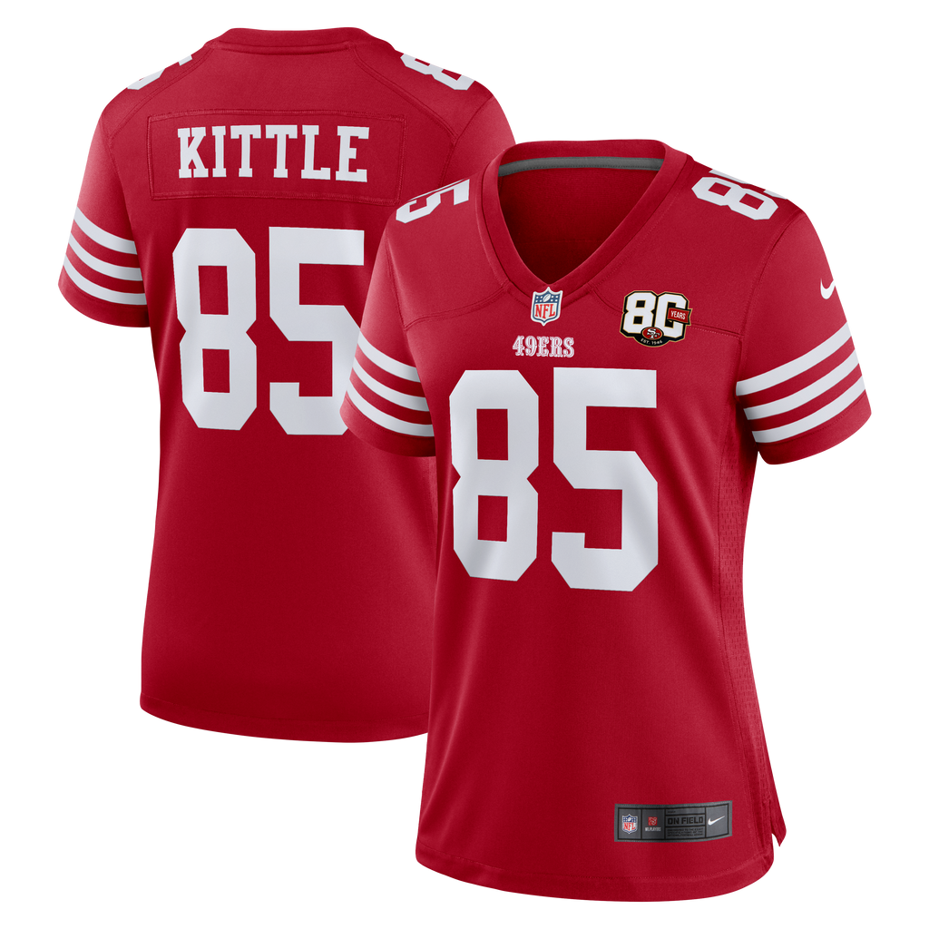 Women's San Francisco 49Ers George Kittle Nike Scarlet 80Th Anniversary Game Jersey