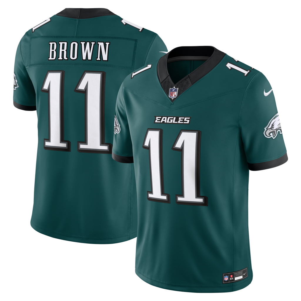 Men's Philadelphia Eagles Aj Brown Nike Midnight Green Team Vapor Fuse Stitched Limited Jersey