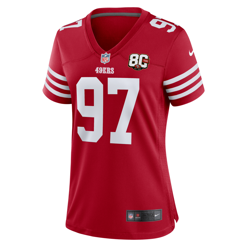Women's San Francisco 49Ers Nick Bosa Nike Scarlet 80Th Anniversary Game Jersey