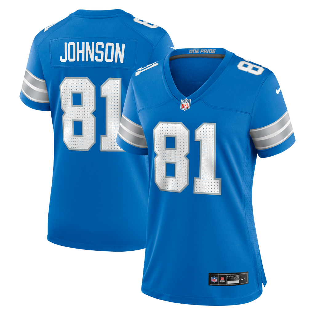 Women's Detroit Lions Calvin Johnson Nike Blue Team Retired Game Jersey