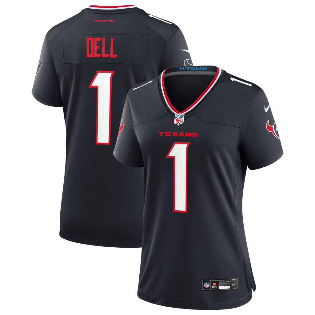 Women's Houston Texans Tank Dell Nike Navy Team Game Jersey