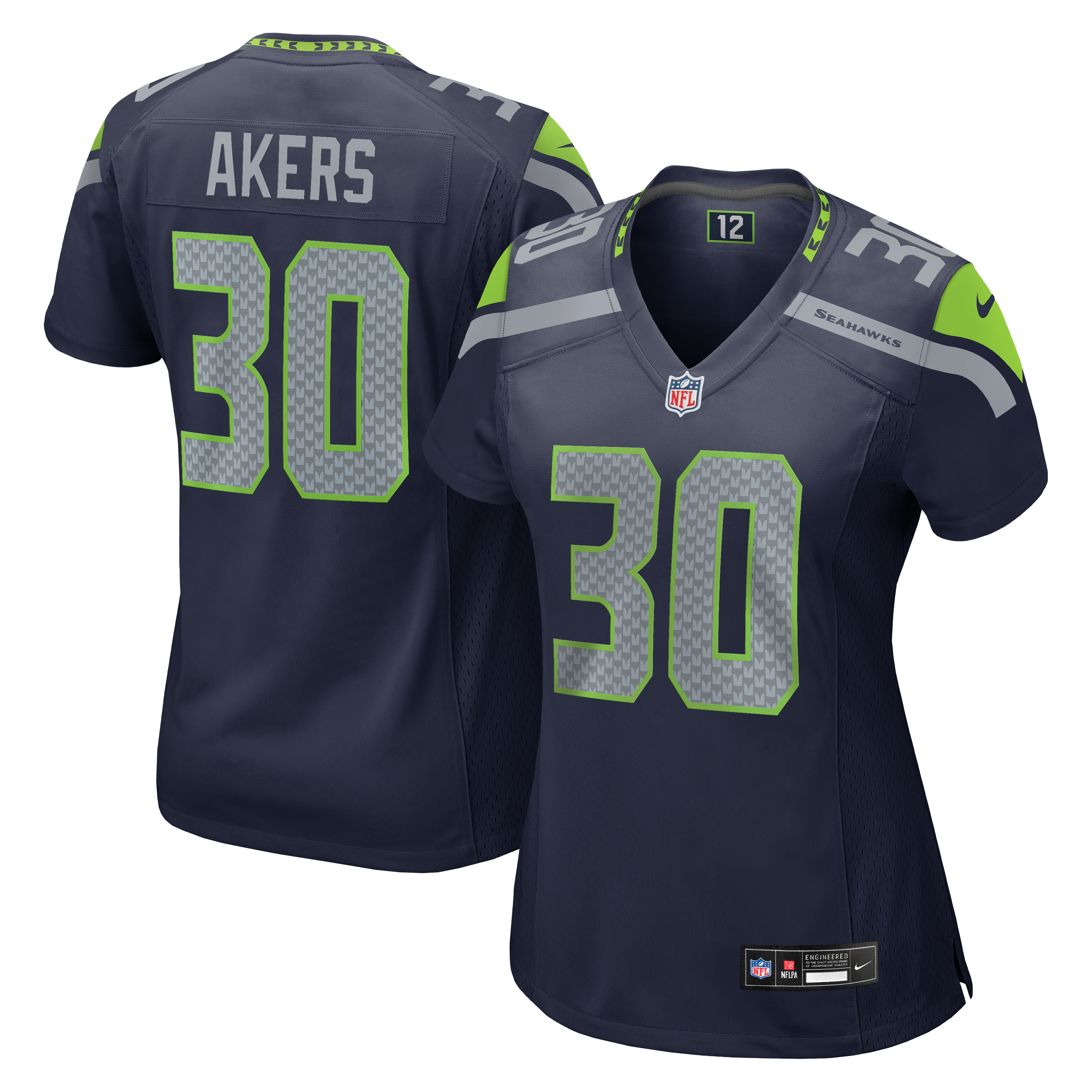 Women's Seattle Seahawks Cam Akers Nike College Navy Team Game Jersey
