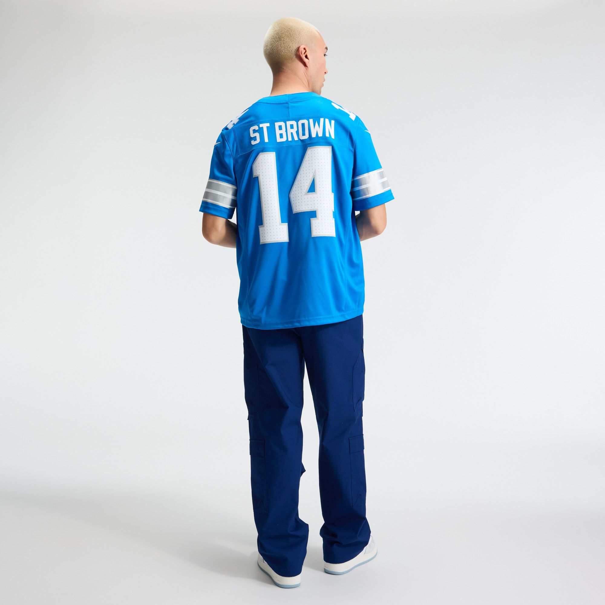 Men's Detroit Lions Amon Ra St Brown Nike Blue Team Vapor Fuse Stitched Limited Jersey