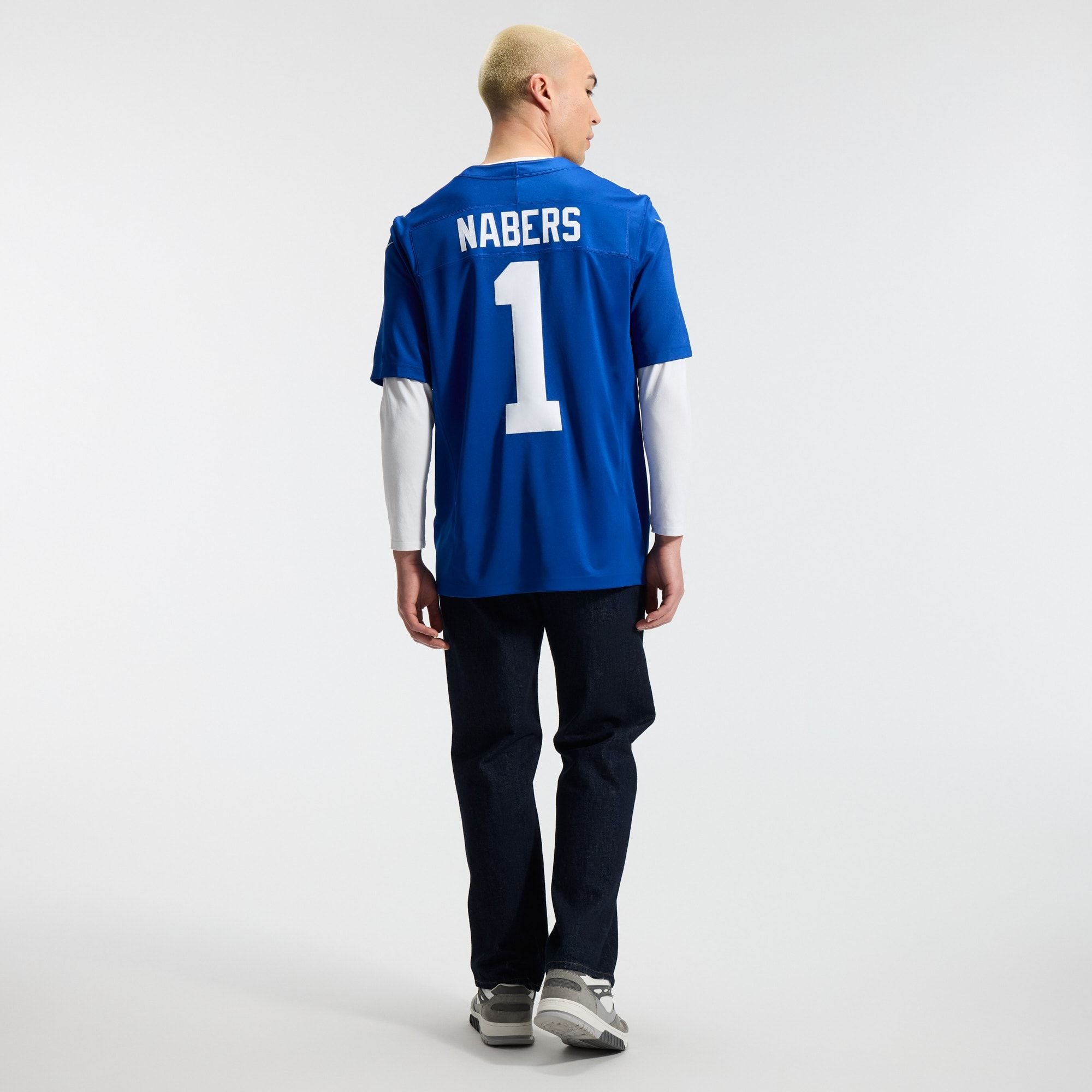 Men's New York Giants Malik Nabers Nike Royal Team Vapor Fuse Stitched Limited Jersey