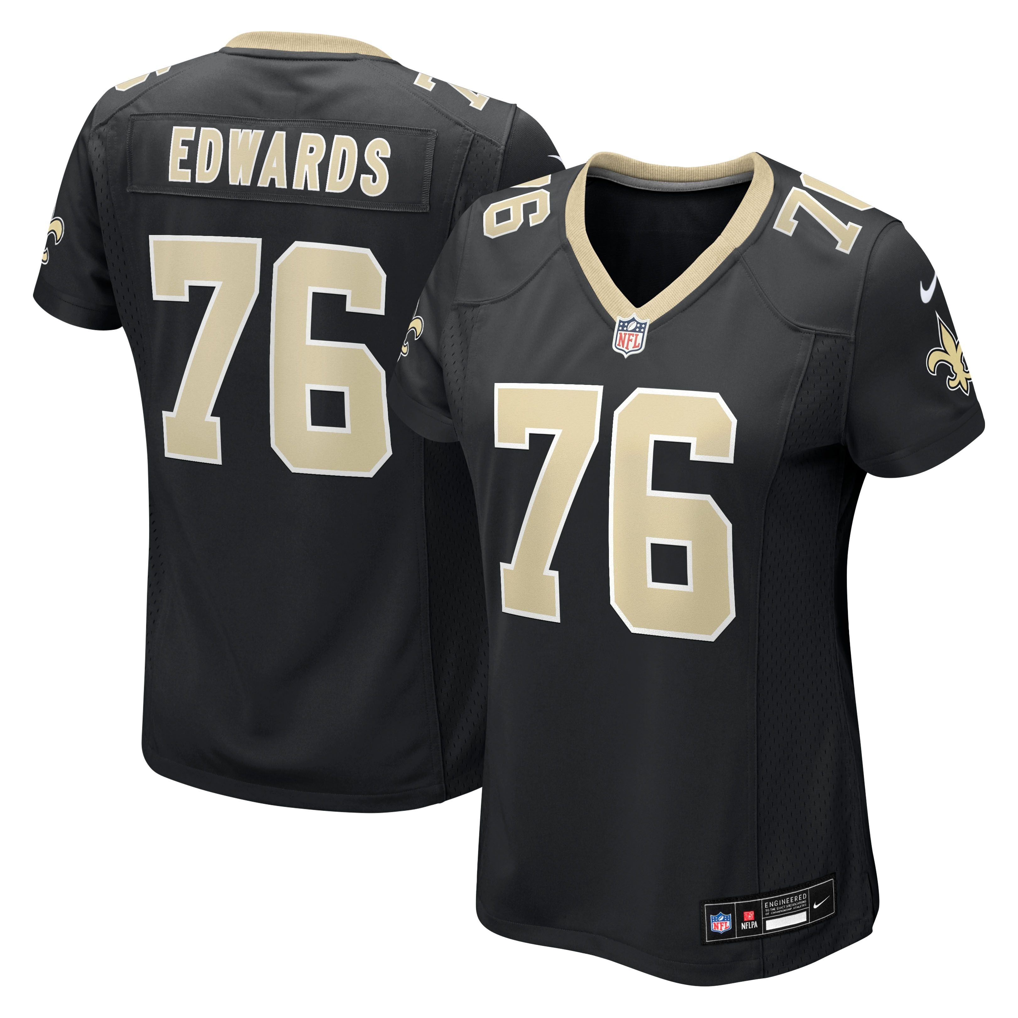 Women's New Orleans Saints David Edwards Nike Black Team Game Jersey