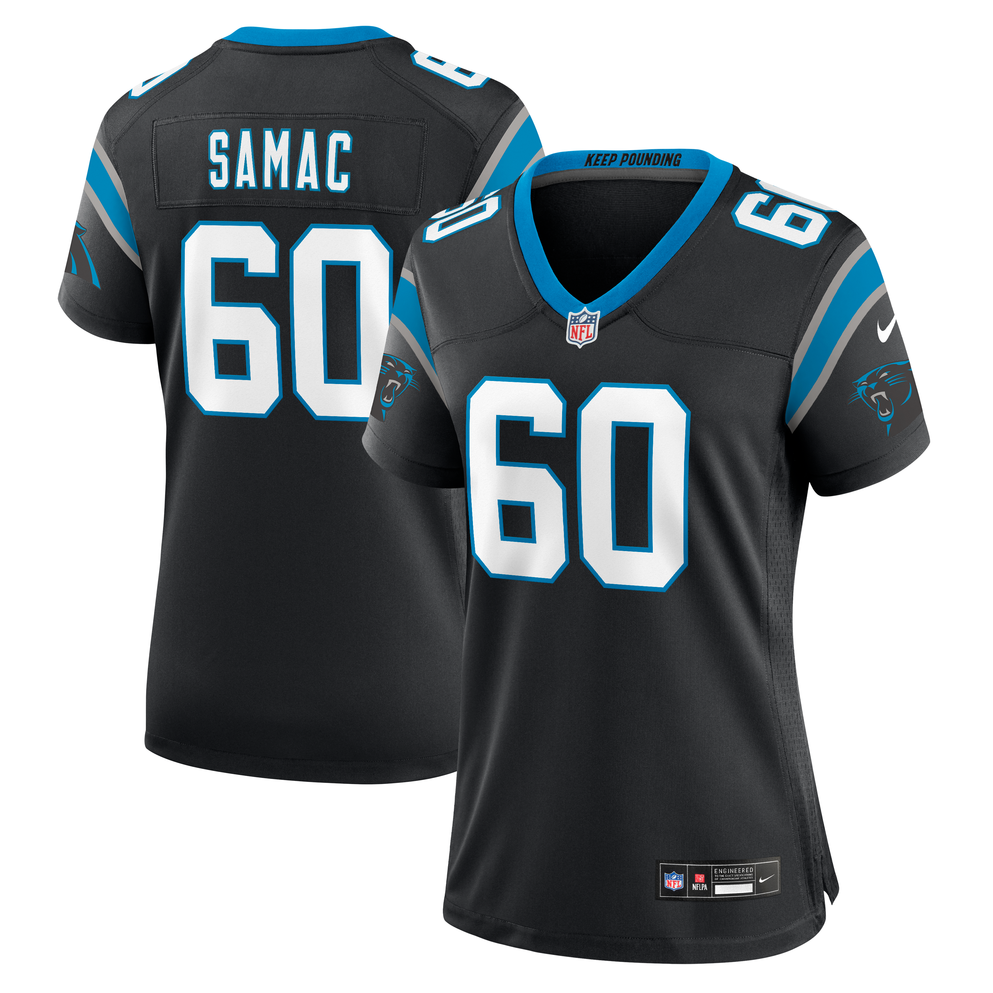Women's Carolina Panthers Nick Samac Nike Black Team Game Jersey