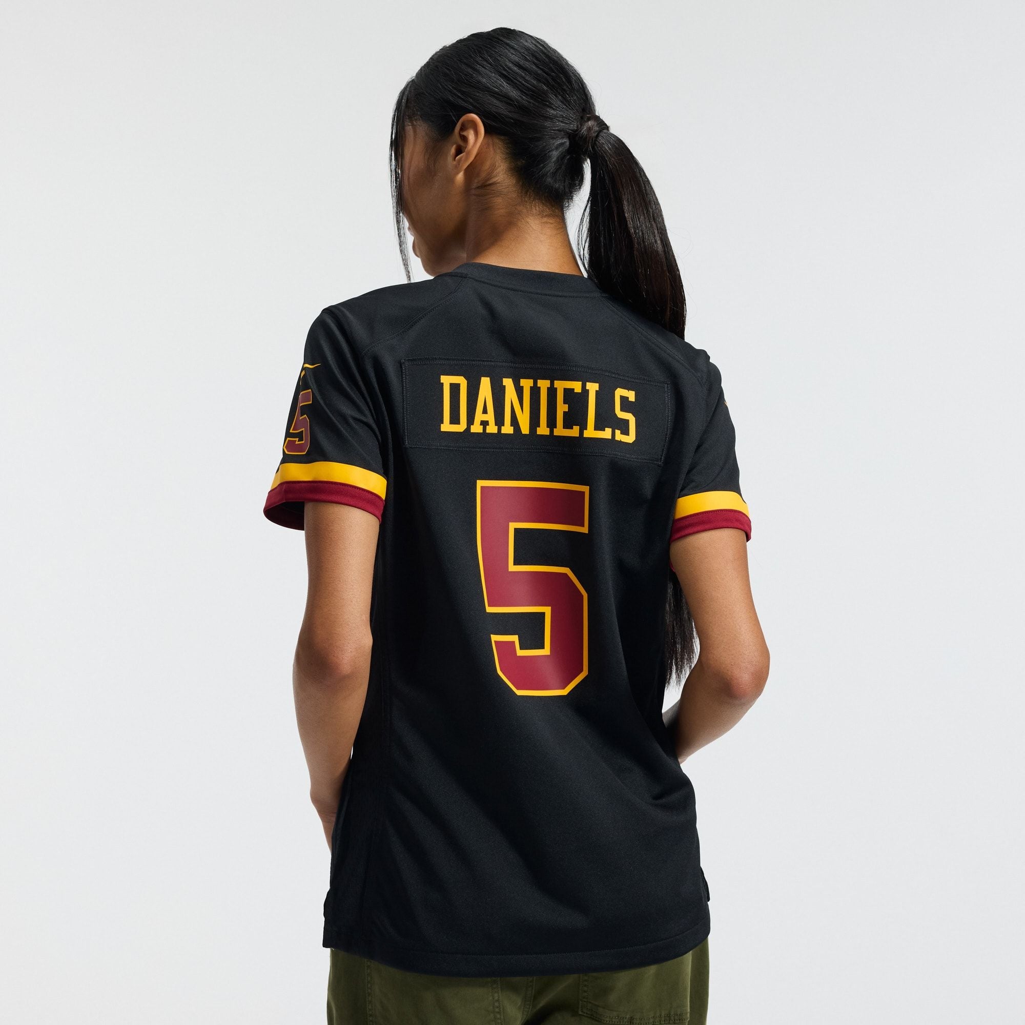 Women's Washington Commanders Jayden Daniels Nike Black Hail Raiser Alternate Game Jersey