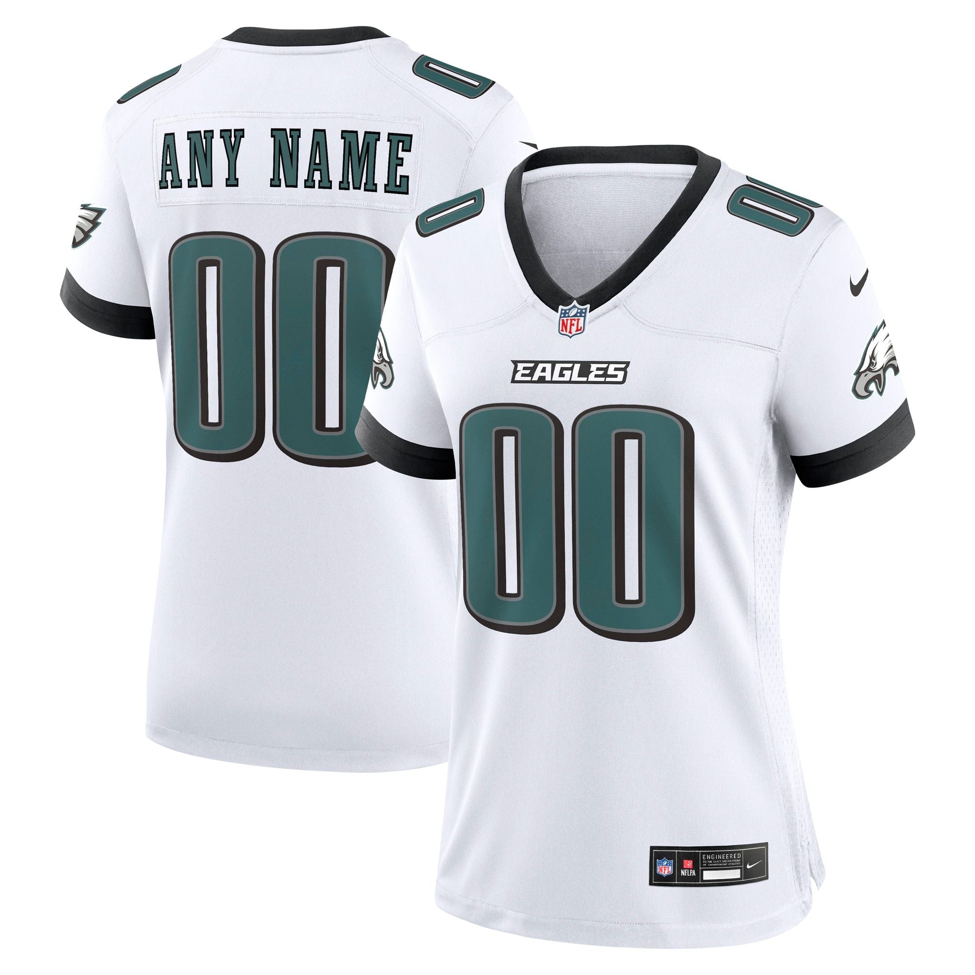 Women's Philadelphia Eagles Nike White Team Custom Game Jersey
