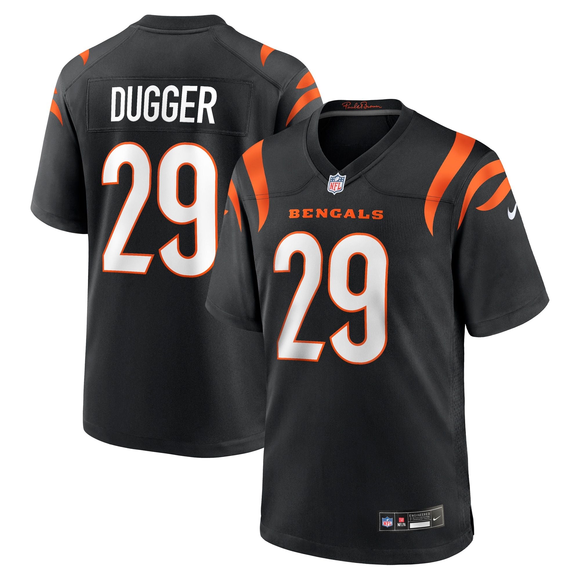 Men's Cincinnati Bengals Kyle Dugger Nike Black Team Game Jersey