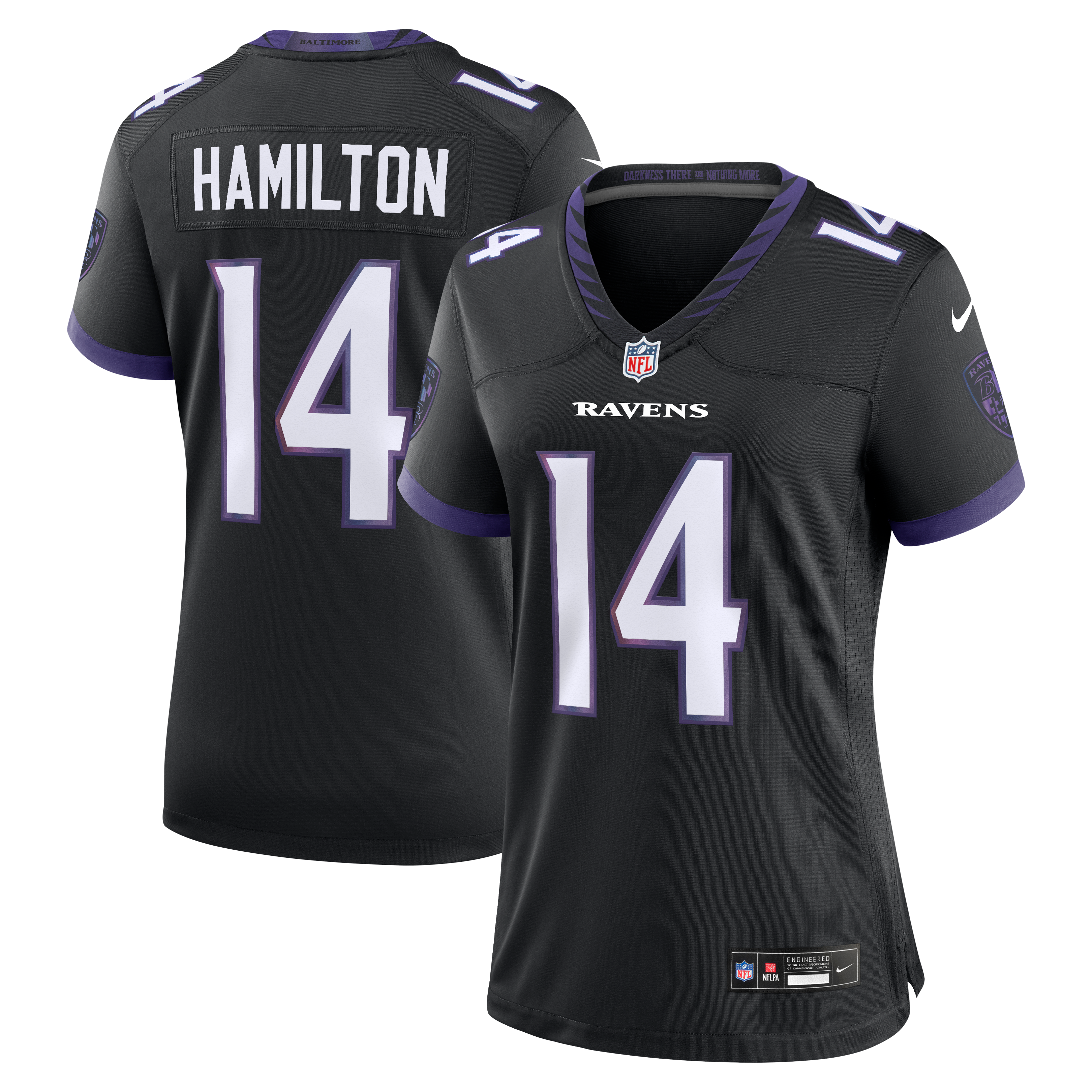 Women's Baltimore Ravens Kyle Hamilton Nike Black Alternate Game Jersey