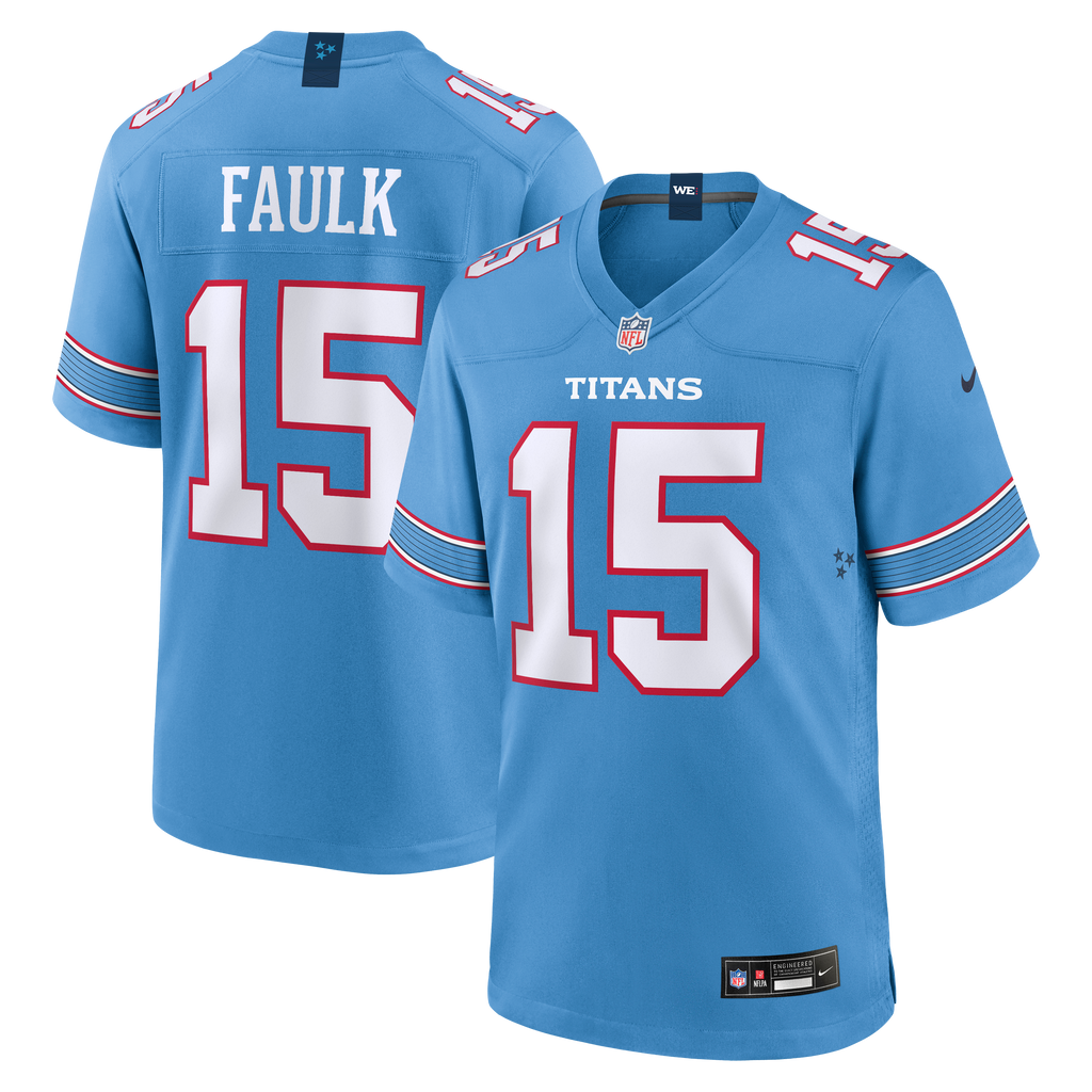 Men's Tennessee Titans Keldric Faulk Nike Light Blue Team Game Jersey