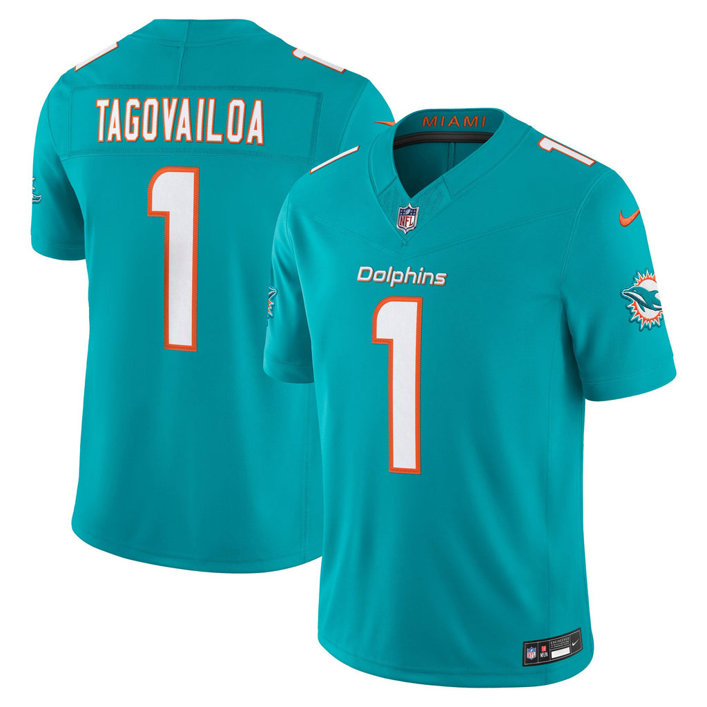 Men's Miami Dolphins Tua Tagovailoa Nike Aqua Team Vapor Fuse Stitched Limited Jersey