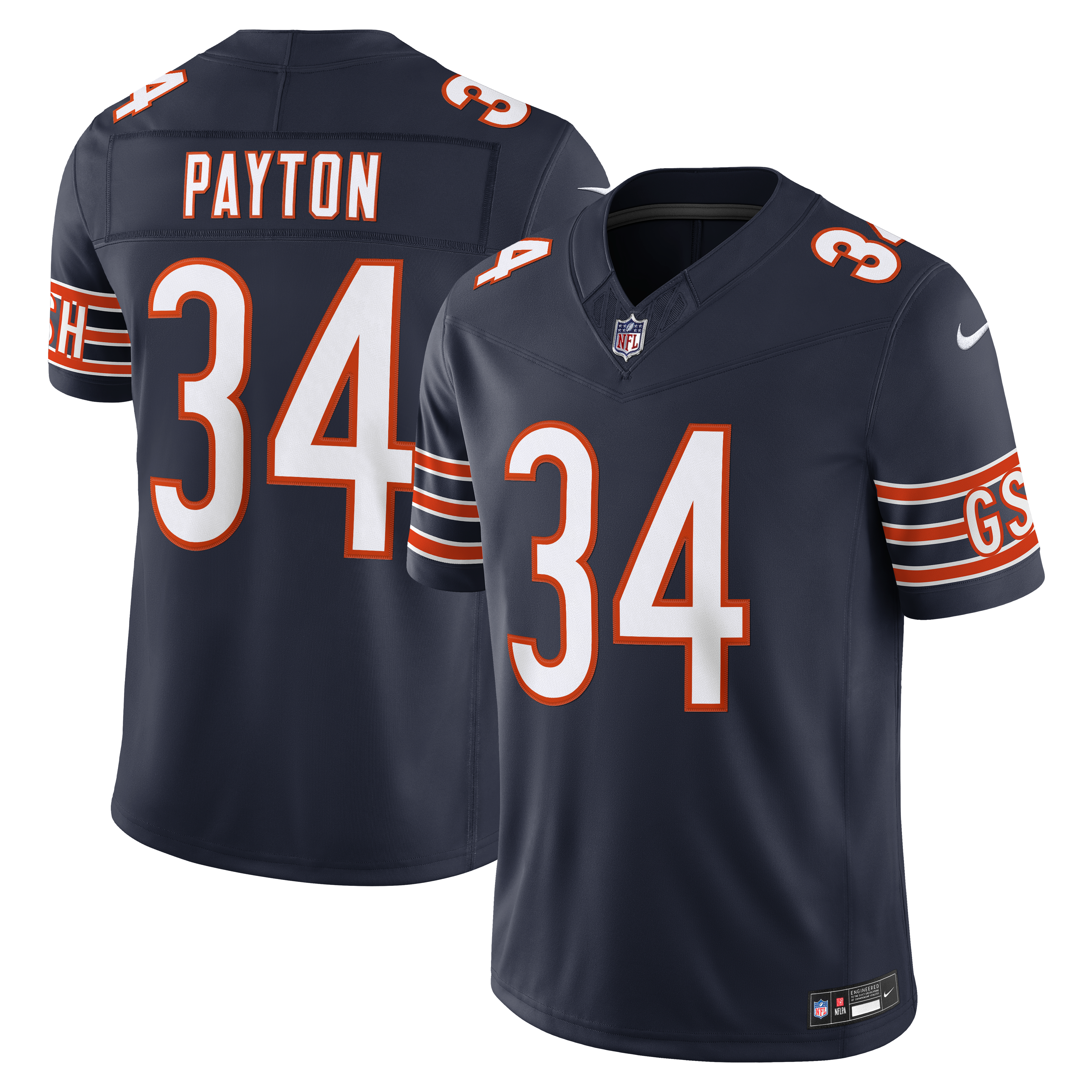 Men's Chicago Bears Walter Payton Nike Navy Vapor Fuse Stitched Retired Limited Jersey