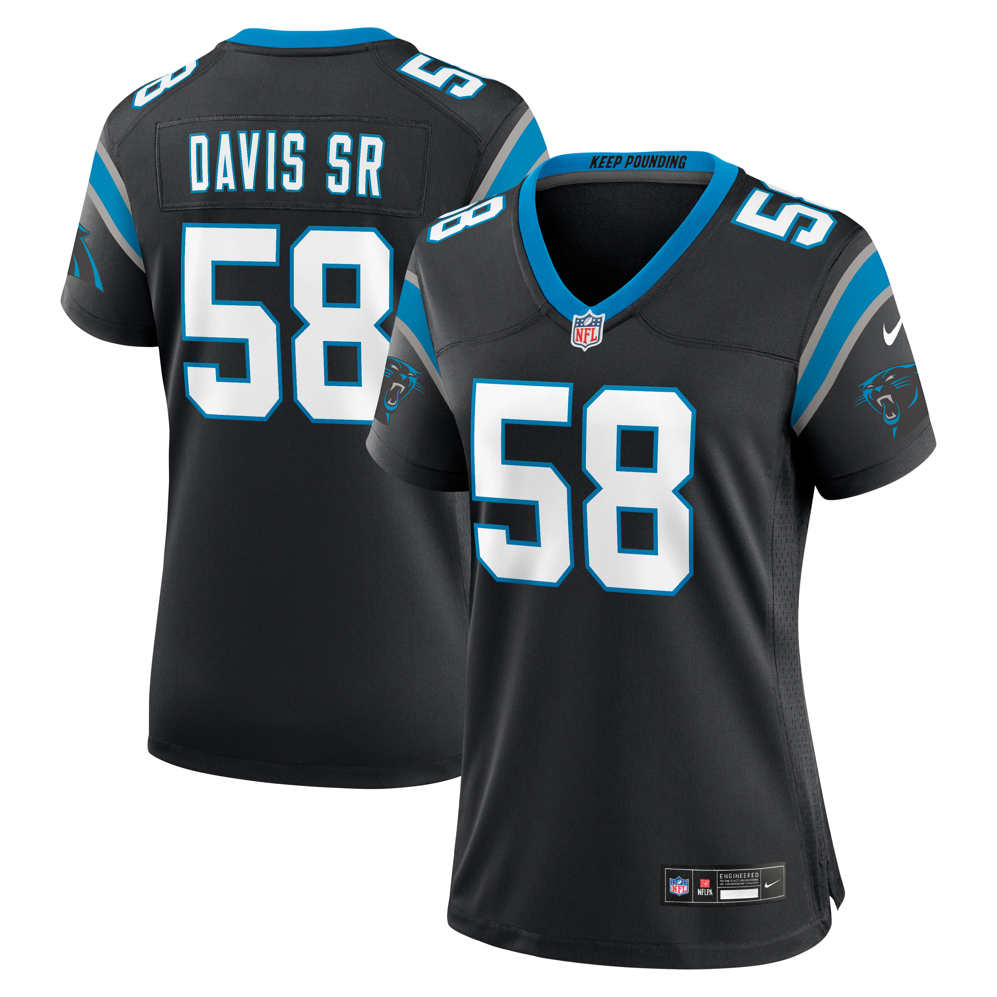 Women's Carolina Panthers Thomas Davis Sr Nike Black Team Retired Game Jersey