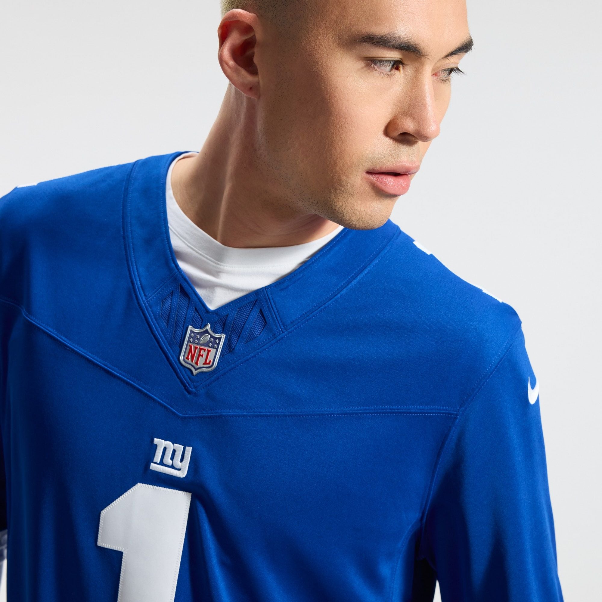 Men's New York Giants Malik Nabers Nike Royal Team Vapor Fuse Stitched Limited Jersey