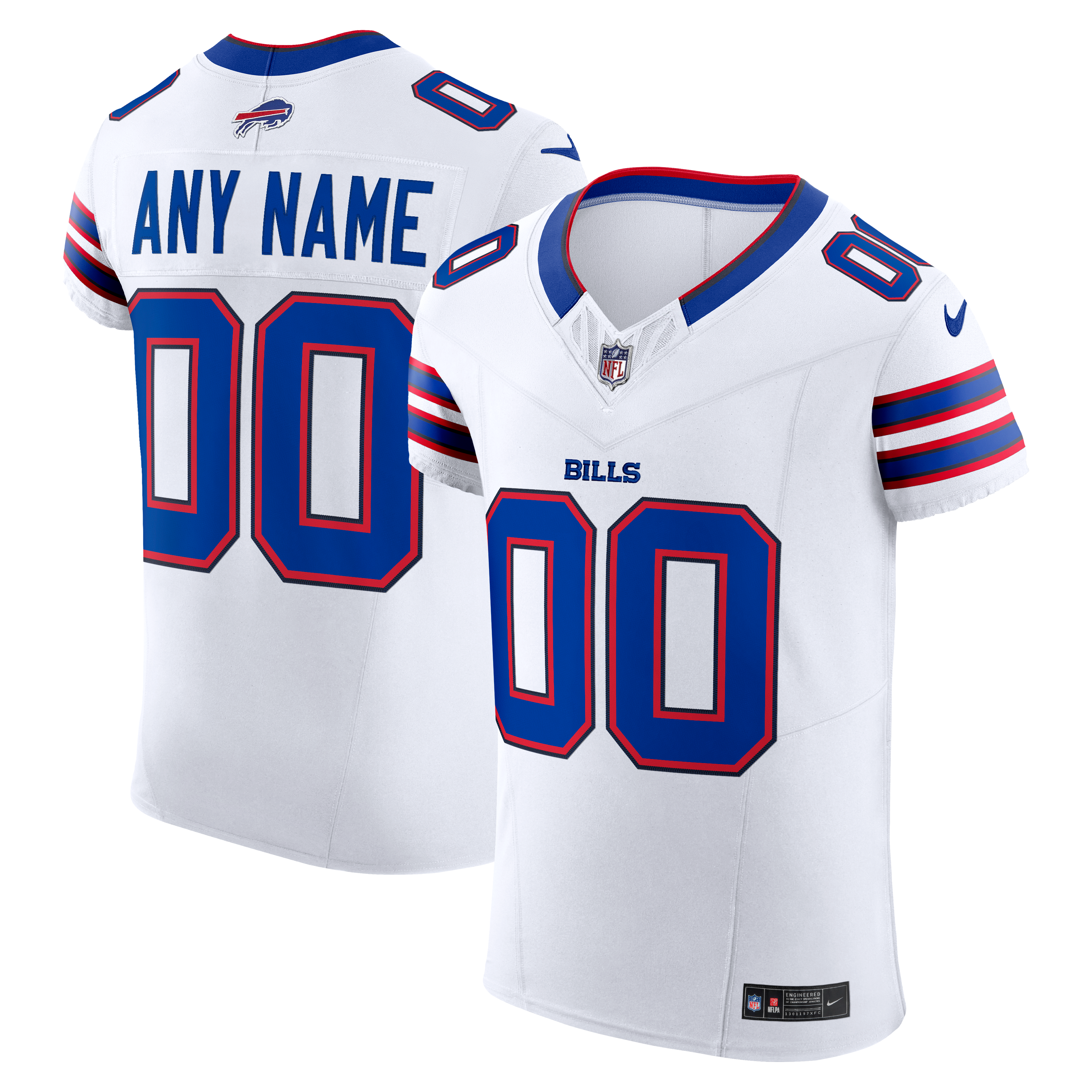 Men's Buffalo Bills Nike White Vapor Fuse Elite Custom Jersey