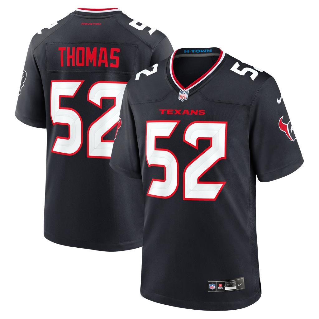 Men's Houston Texans Xavier Thomas Nike Navy Team Game Jersey
