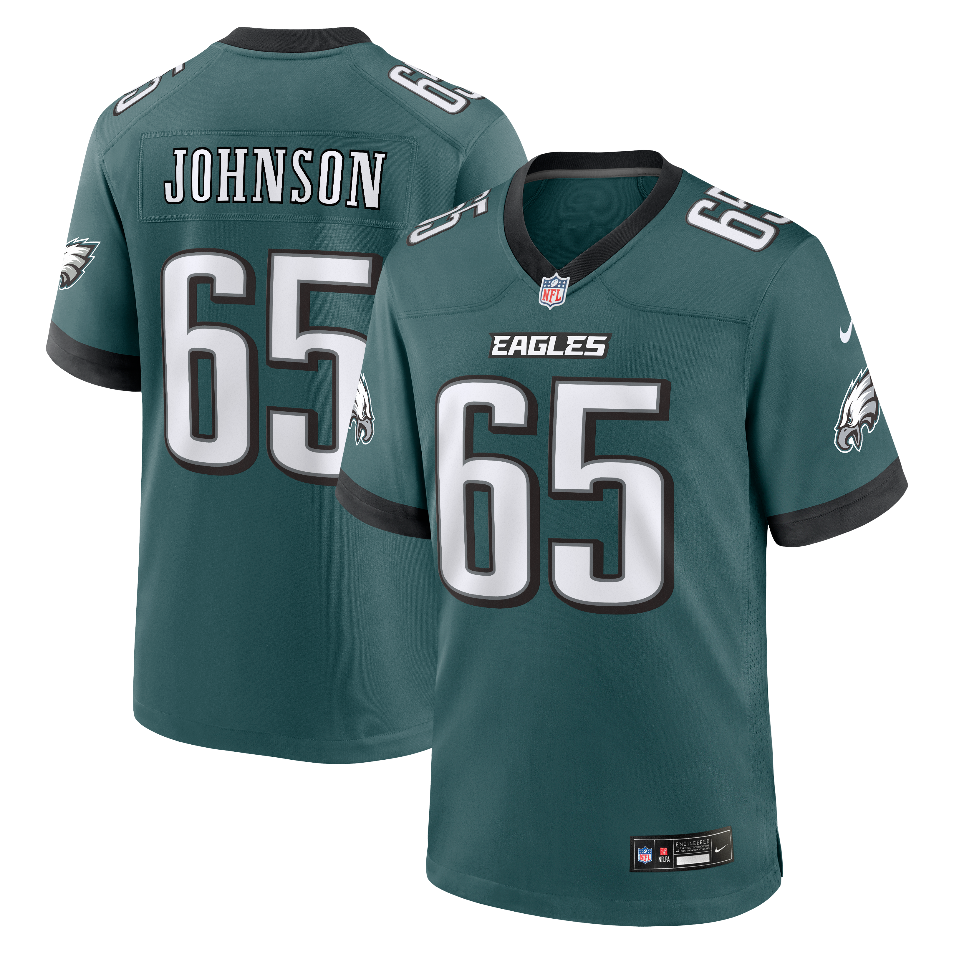 Men's Philadelphia Eagles Lane Johnson Nike Midnight Green Team Game Jersey