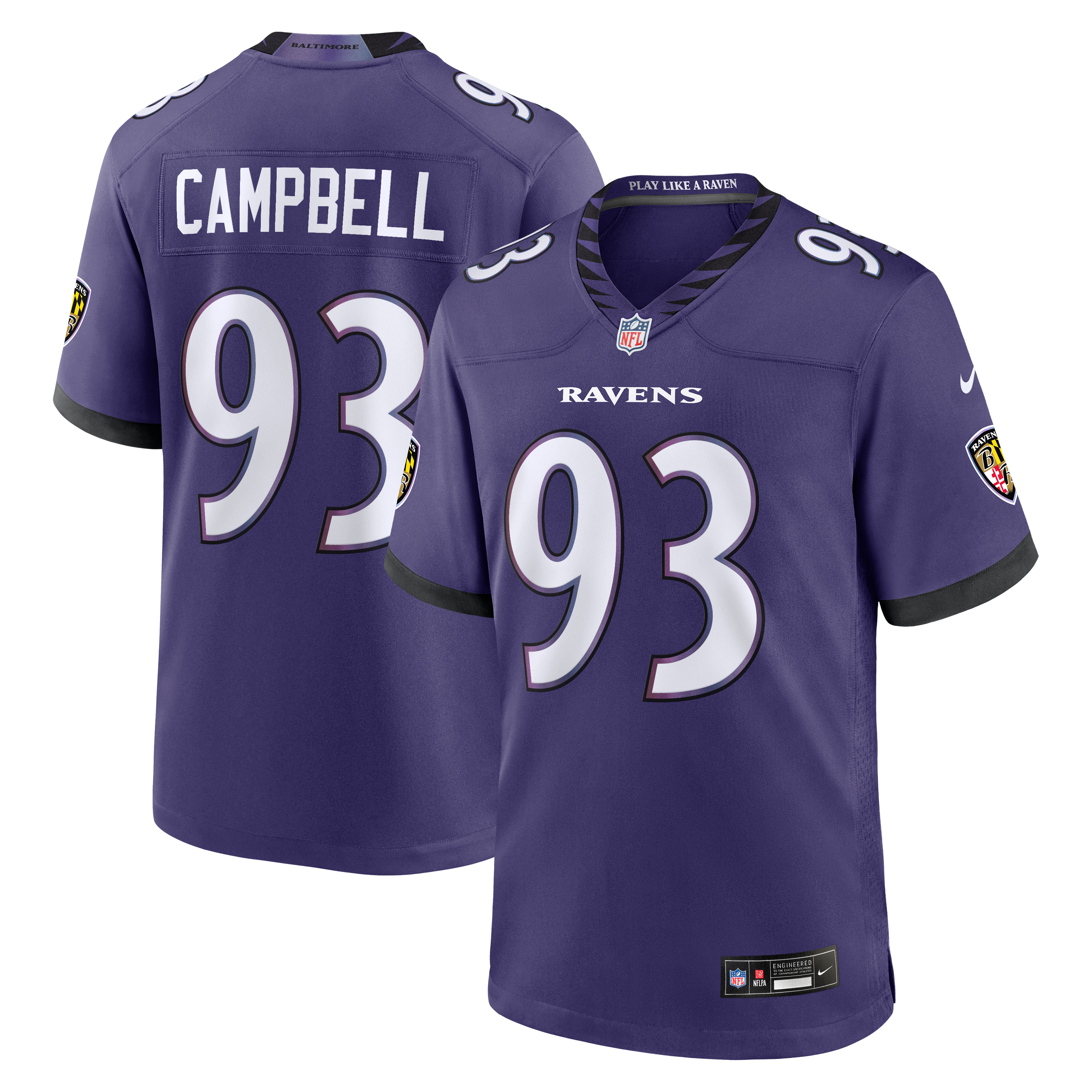 Men's Baltimore Ravens Calais Campbell Nike Purple Team Game Jersey