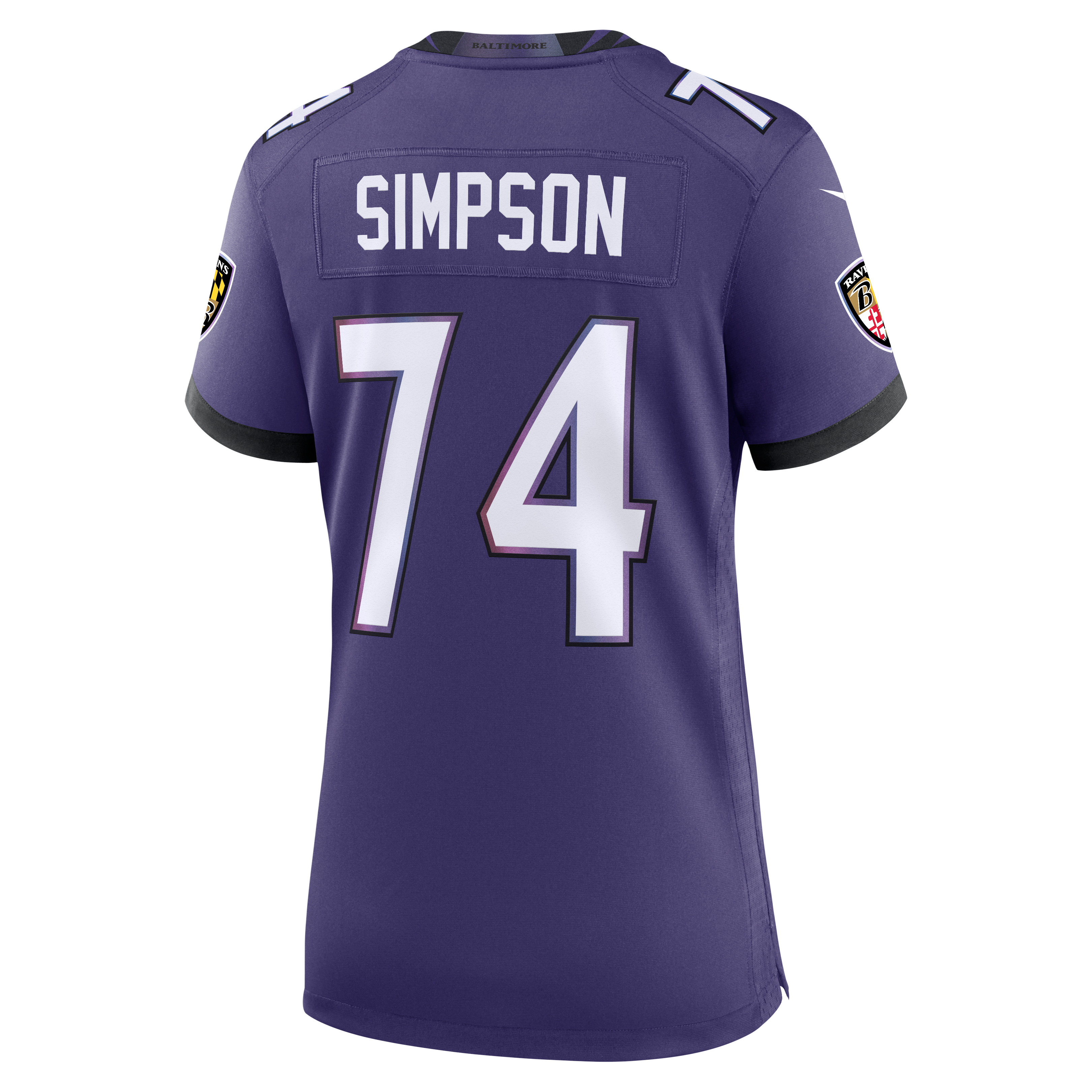 Women's Baltimore Ravens John Simpson Nike Purple Team Game Jersey