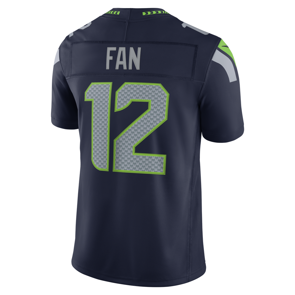Men's Seattle Seahawks 12S Nike College Navy Team Vapor Fuse Stitched Limited Jersey