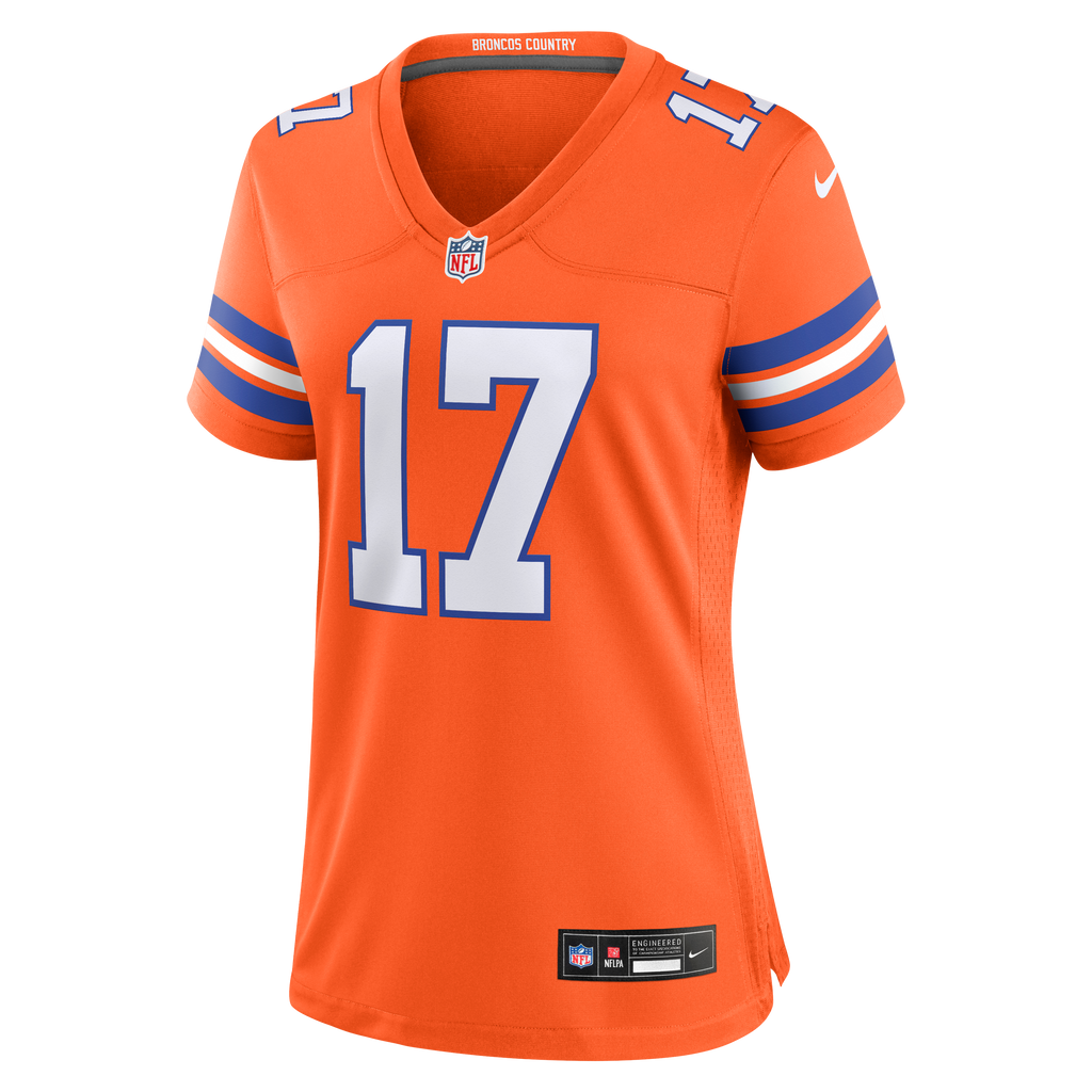 Women's Denver Broncos Jaylen Waddle Nike Orange Mile High Collection 1977 Throwback Game Jersey