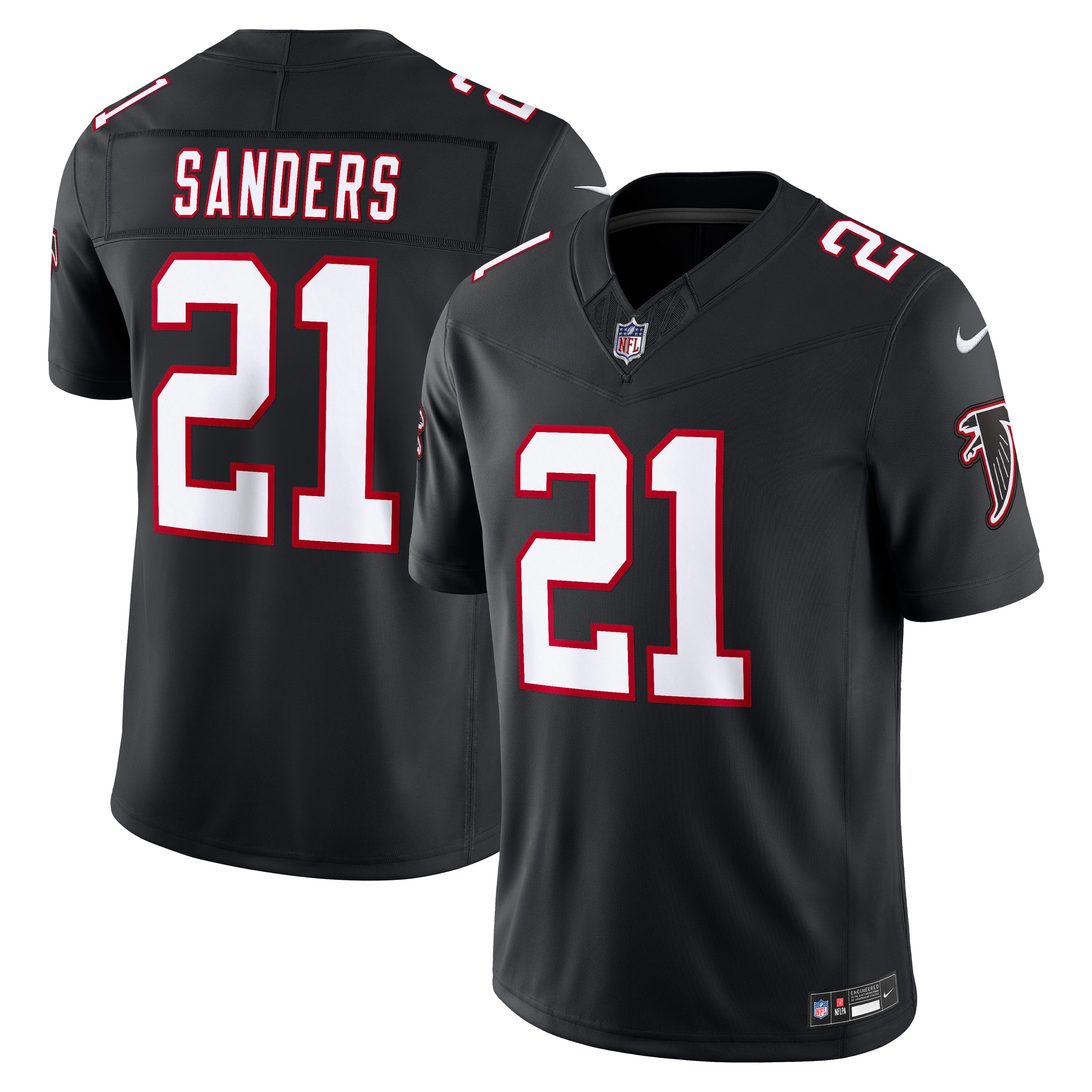 Men's Atlanta Falcons Deion Sanders Nike Black Alternate Throwback Vapor Fuse Stitched Retired Limited Jersey