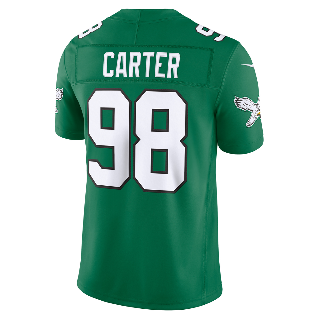 Men's Philadelphia Eagles Jalen Carter Nike Kelly Green Alternate Vapor Fuse Stitched Limited Jersey