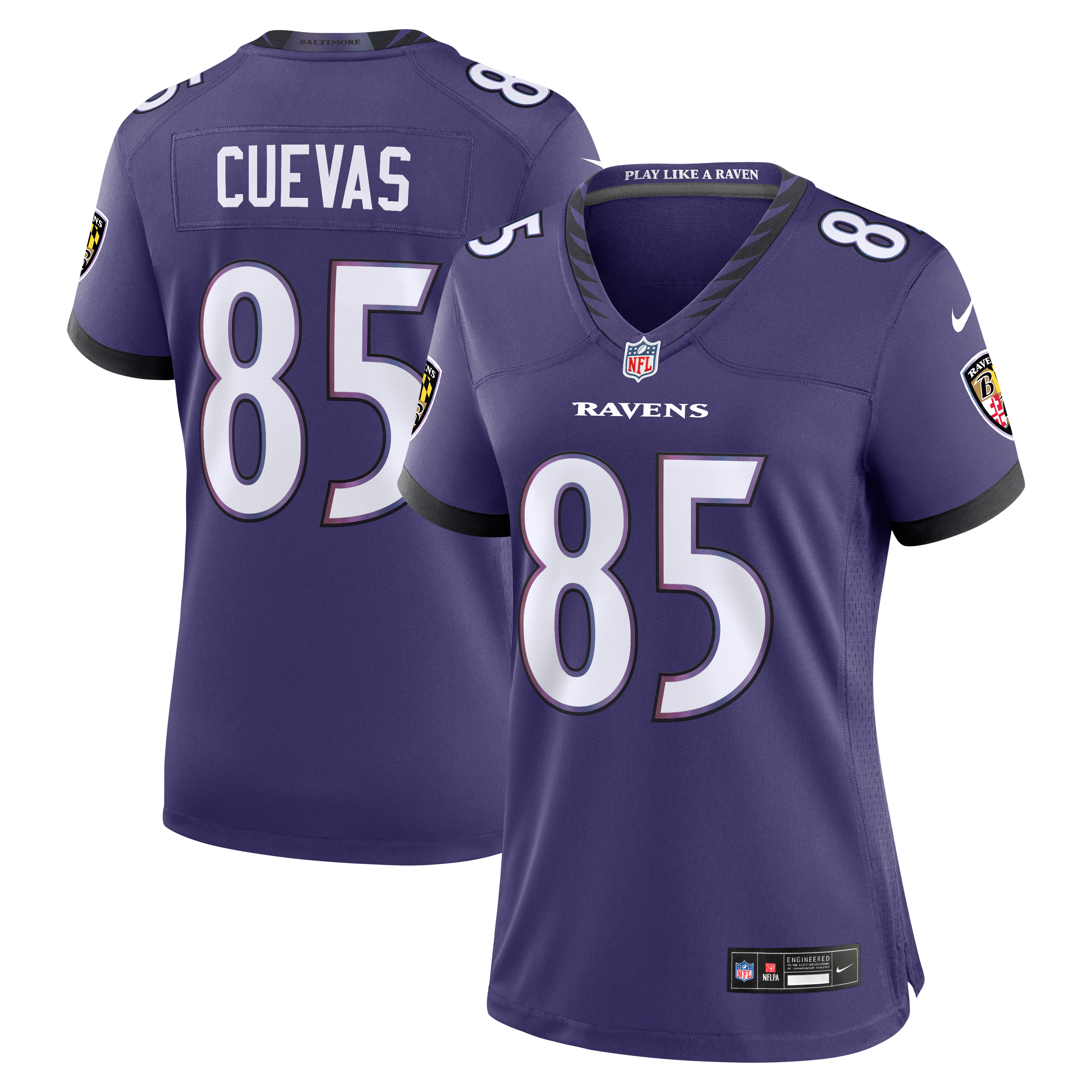 Women's Baltimore Ravens Josh Cuevas Nike Purple Team Game Jersey