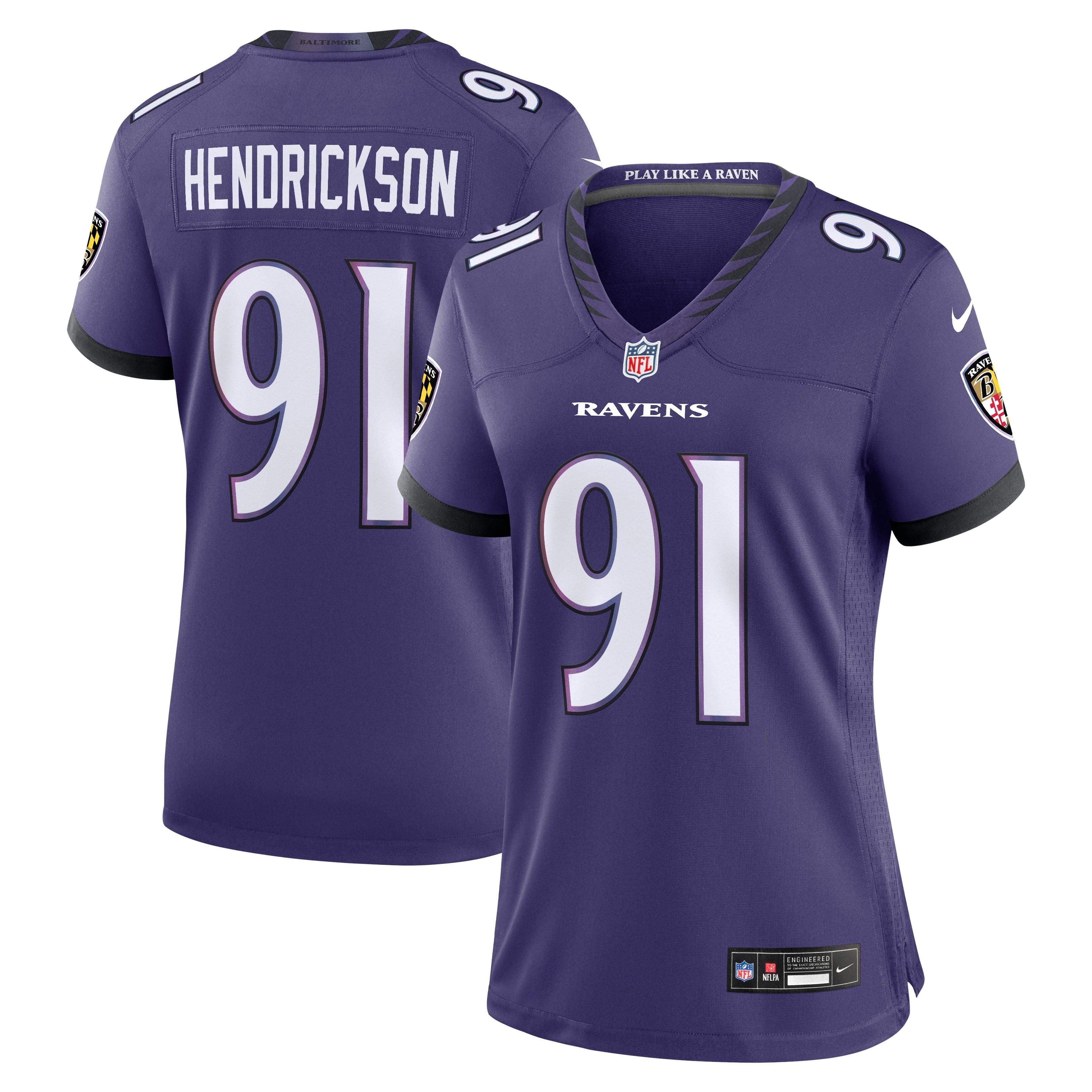 Women's Baltimore Ravens Trey Hendrickson Nike Purple Team Game Jersey