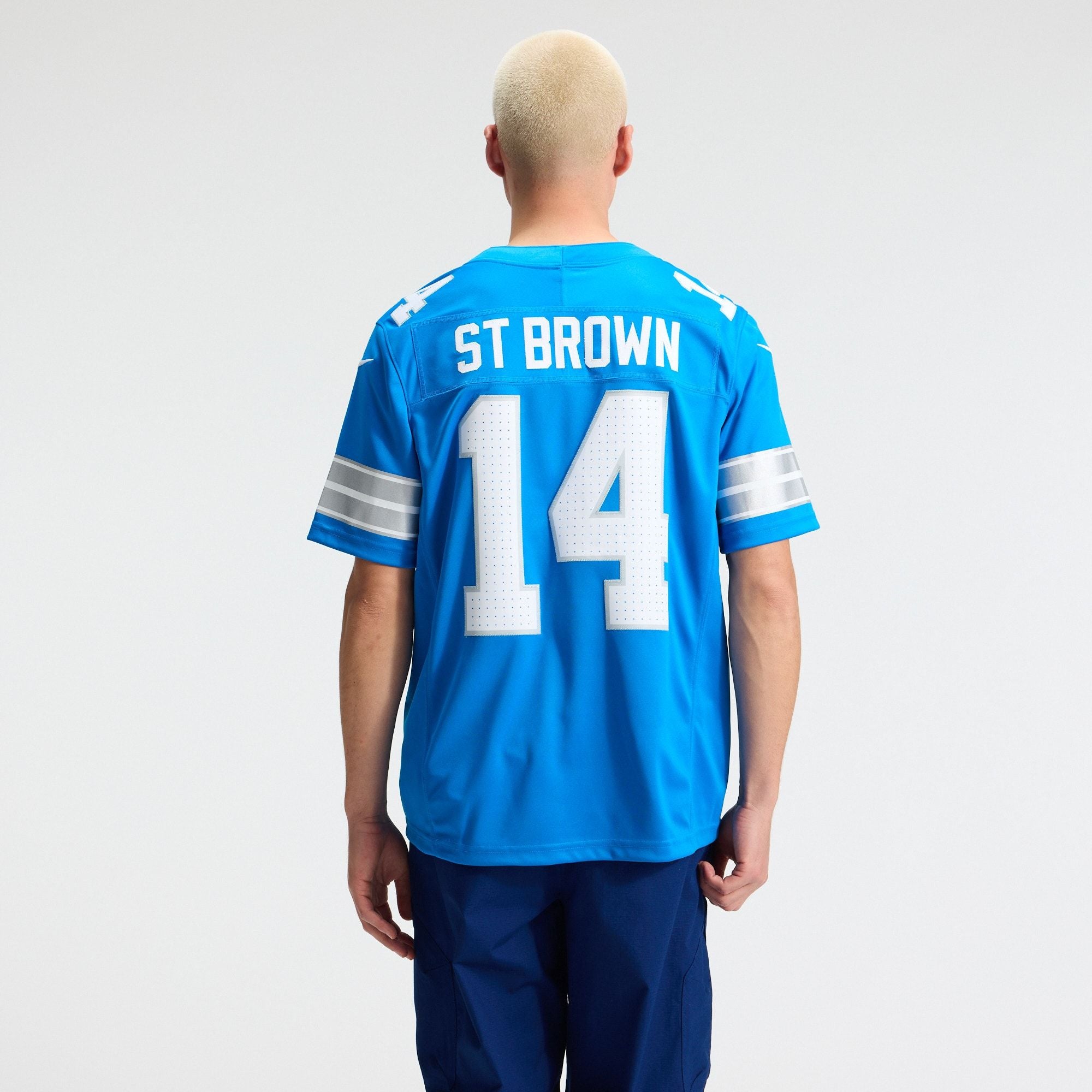 Men's Detroit Lions Amon Ra St Brown Nike Blue Team Vapor Fuse Stitched Limited Jersey