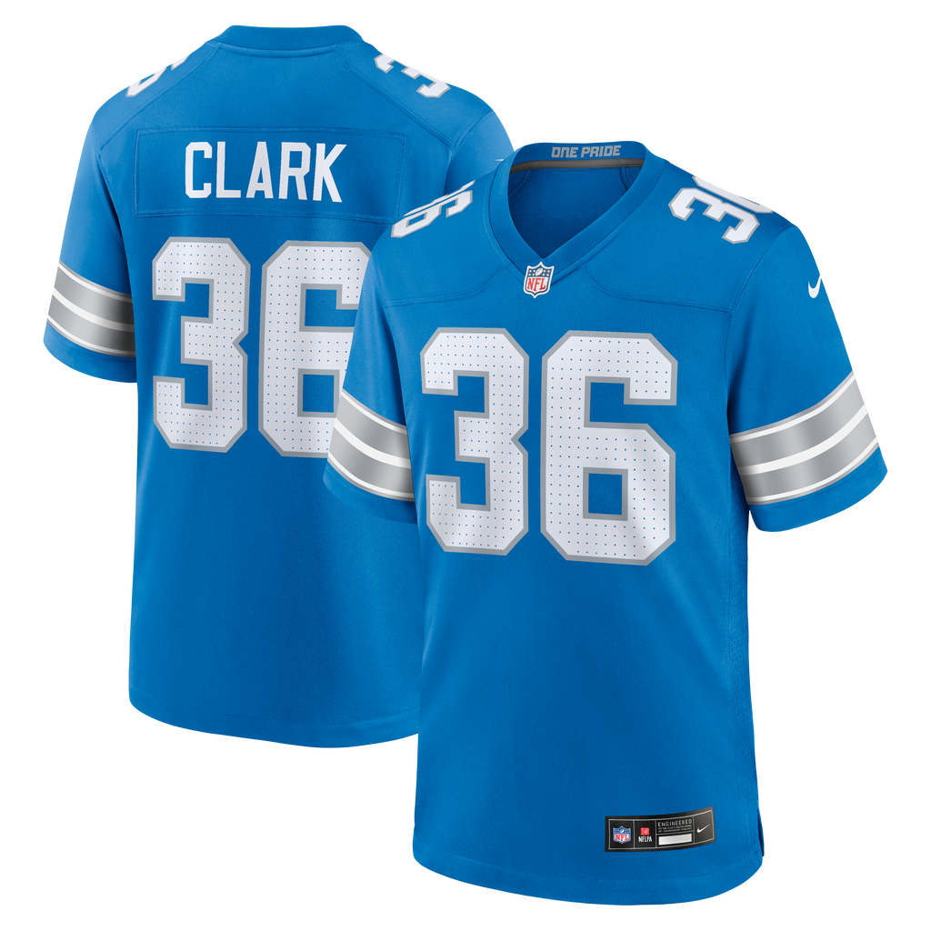 Men's Detroit Lions Chuck Clark Nike Blue Team Game Jersey