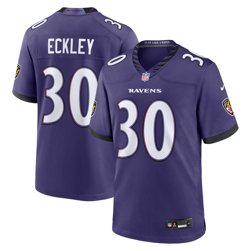 Men's Baltimore Ravens Ryan Eckley Nike Purple Team Game Jersey