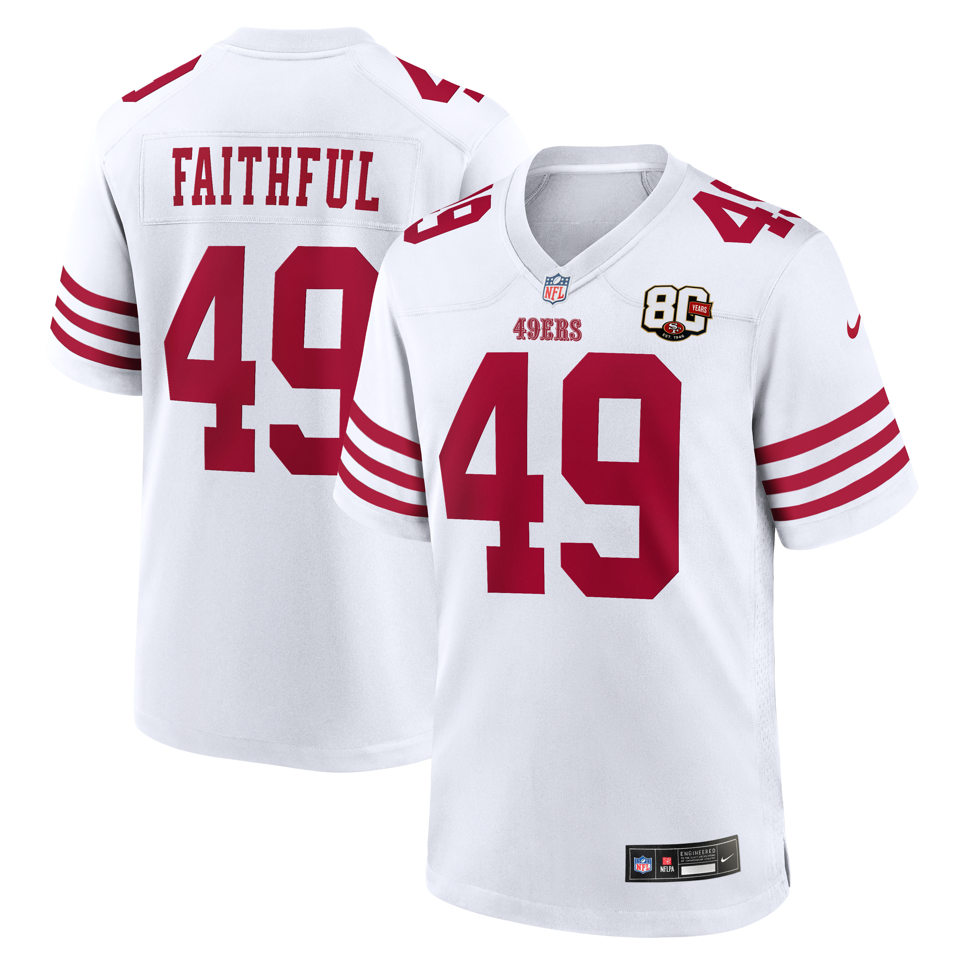 Men's San Francisco 49Ers The Faithful Nike White 80Th Anniversary Game Jersey