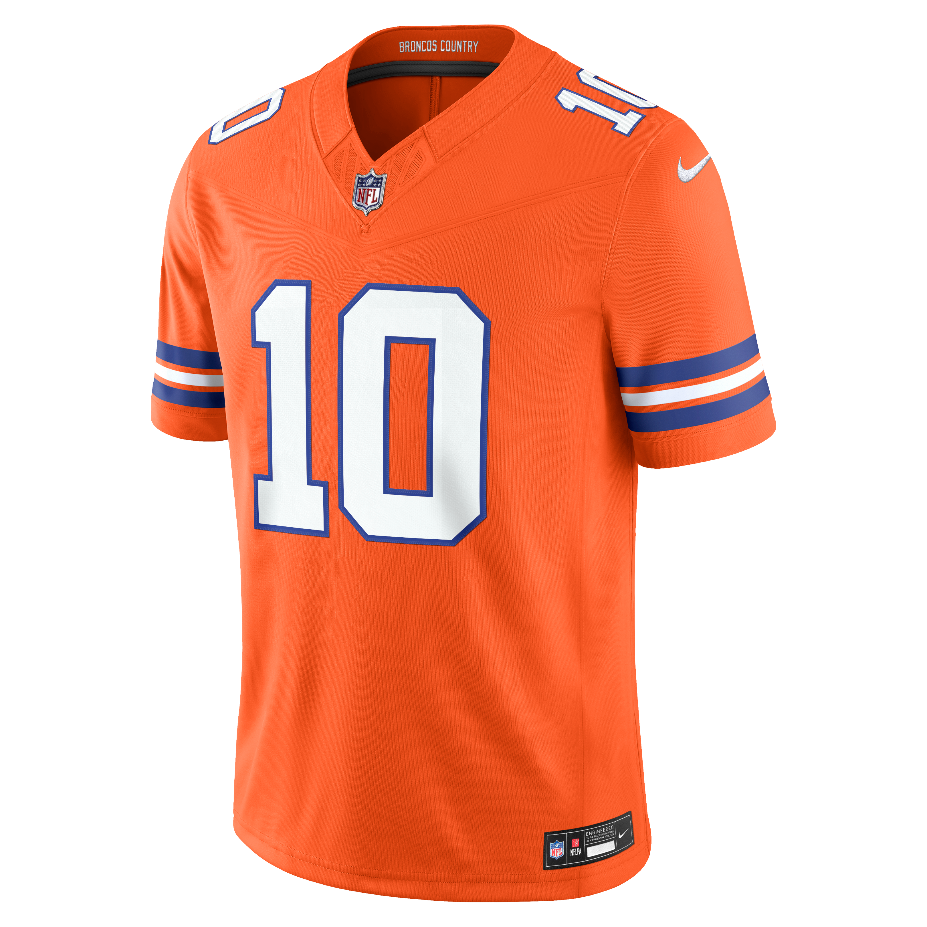 Men's Denver Broncos Bo Nix Nike Orange Alternate Mile High Collection 1977 Throwback Vapor Fuse Stitched Limited Jersey