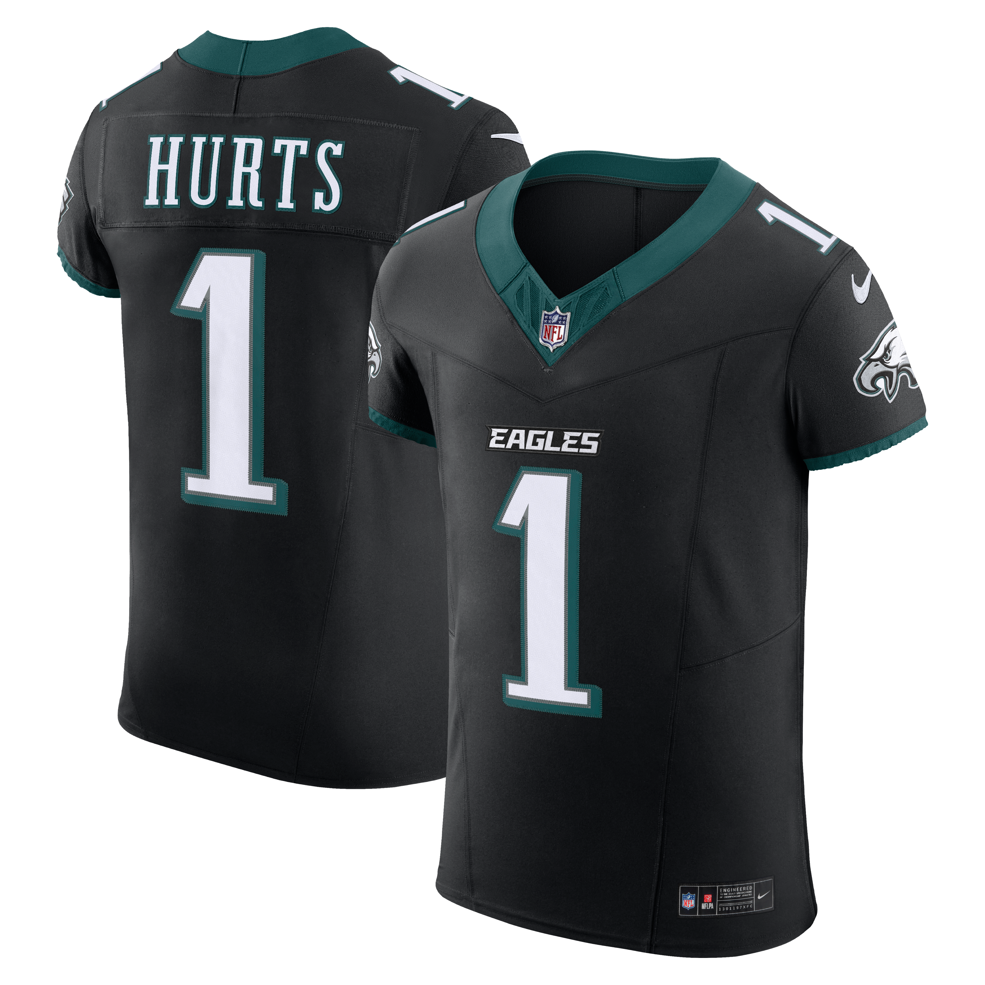 Men's Philadelphia Eagles Jalen Hurts Nike Black Alternate Vapor Fuse Elite Jersey