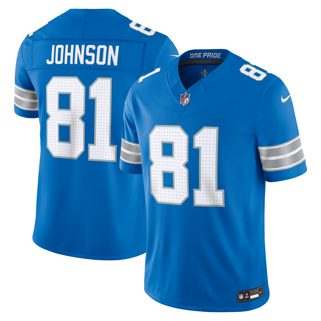 Men's Detroit Lions Calvin Johnson Nike Blue Vapor Fuse Stitched Retired Limited Jersey