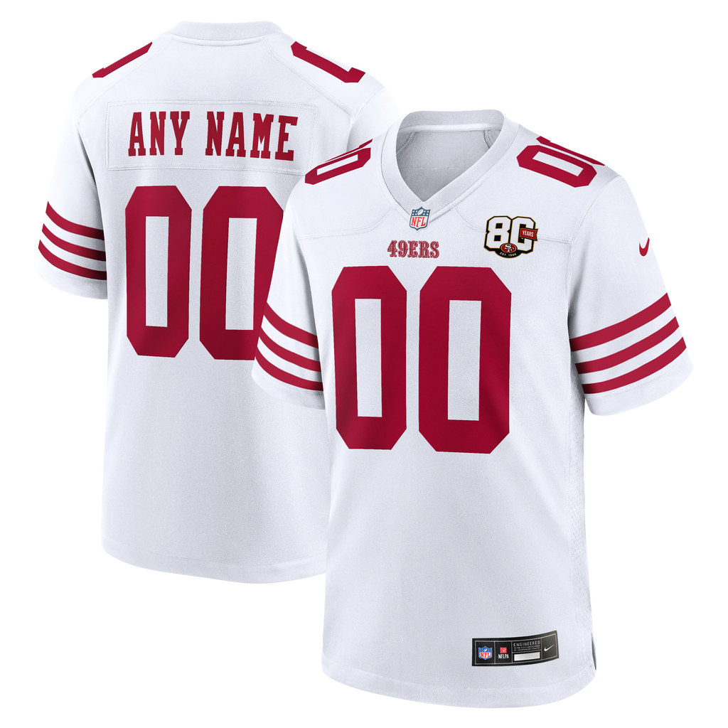 Men's San Francisco 49Ers Nike White 80Th Anniversary Custom Game Jersey