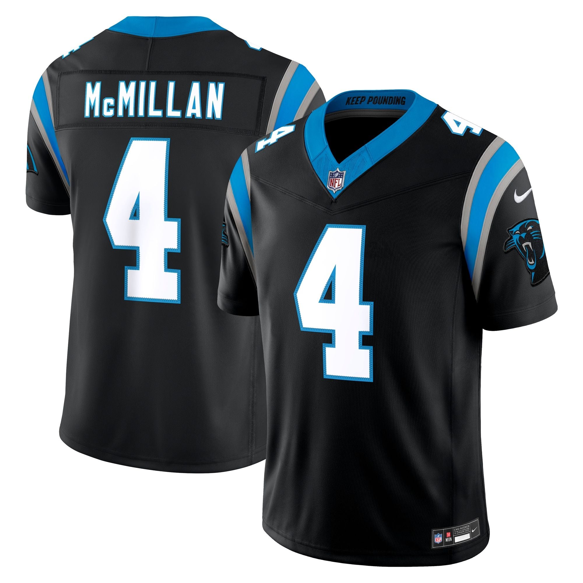 Men's Carolina Panthers Tetairoa Mcmillan Nike Black Team Vapor Fuse Stitched Limited Jersey