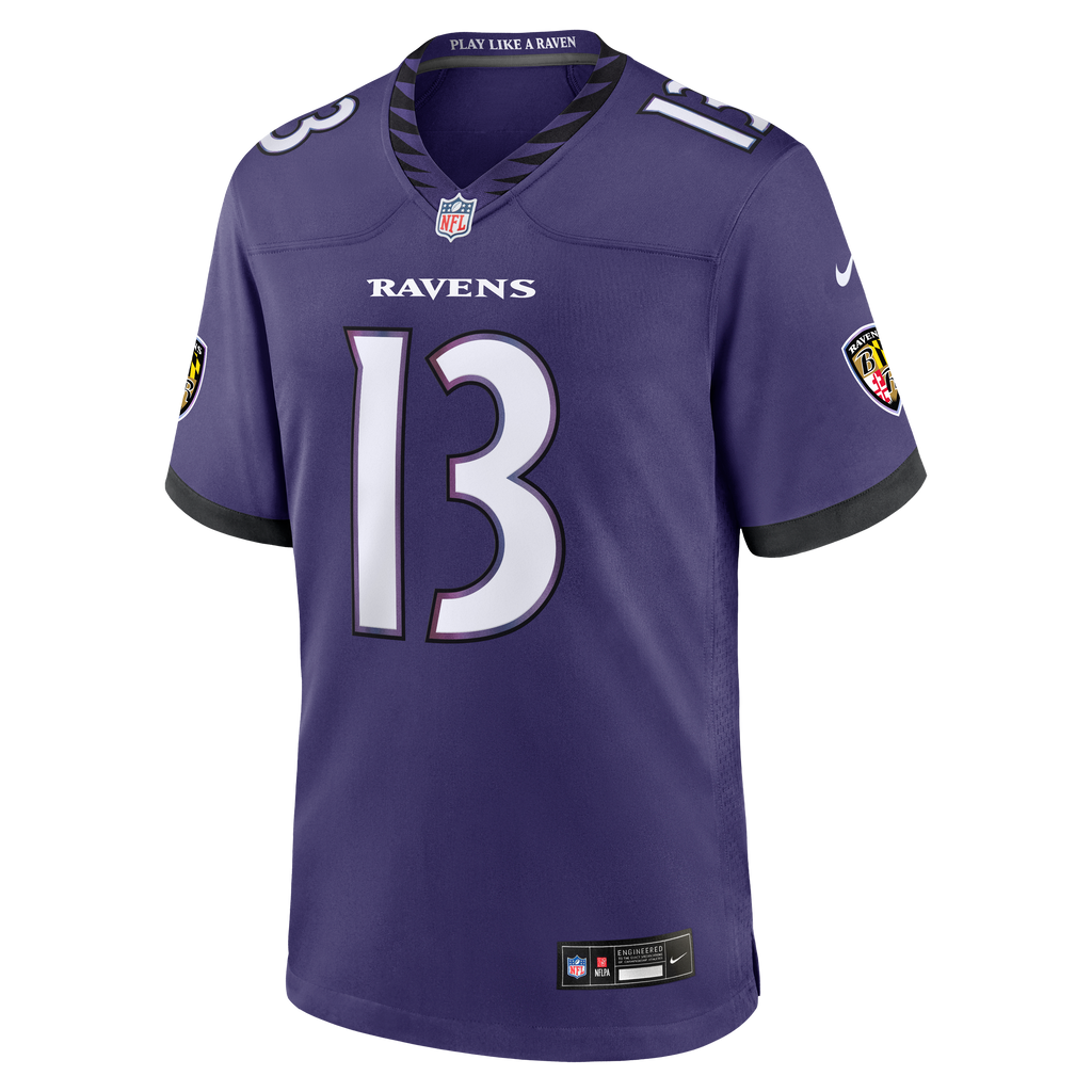 Men's Baltimore Ravens Elijah Sarratt Nike Purple Team Game Jersey