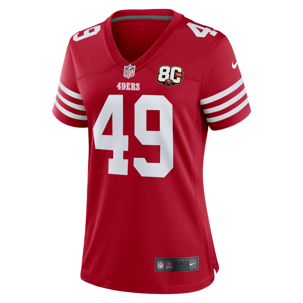Women's San Francisco 49Ers The Faithful Nike Scarlet 80Th Anniversary Game Jersey