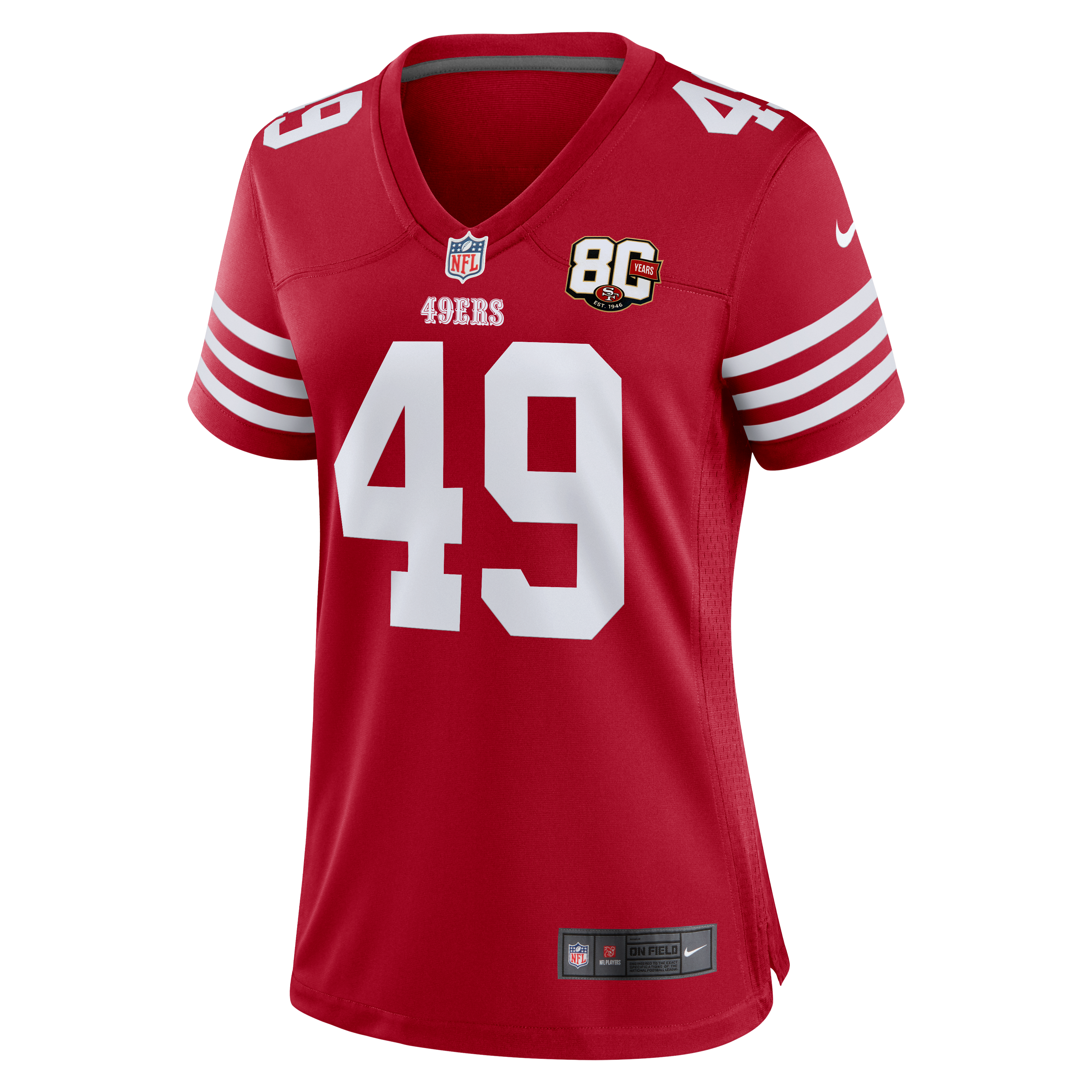 Women's San Francisco 49Ers The Faithful Nike Scarlet 80Th Anniversary Game Jersey