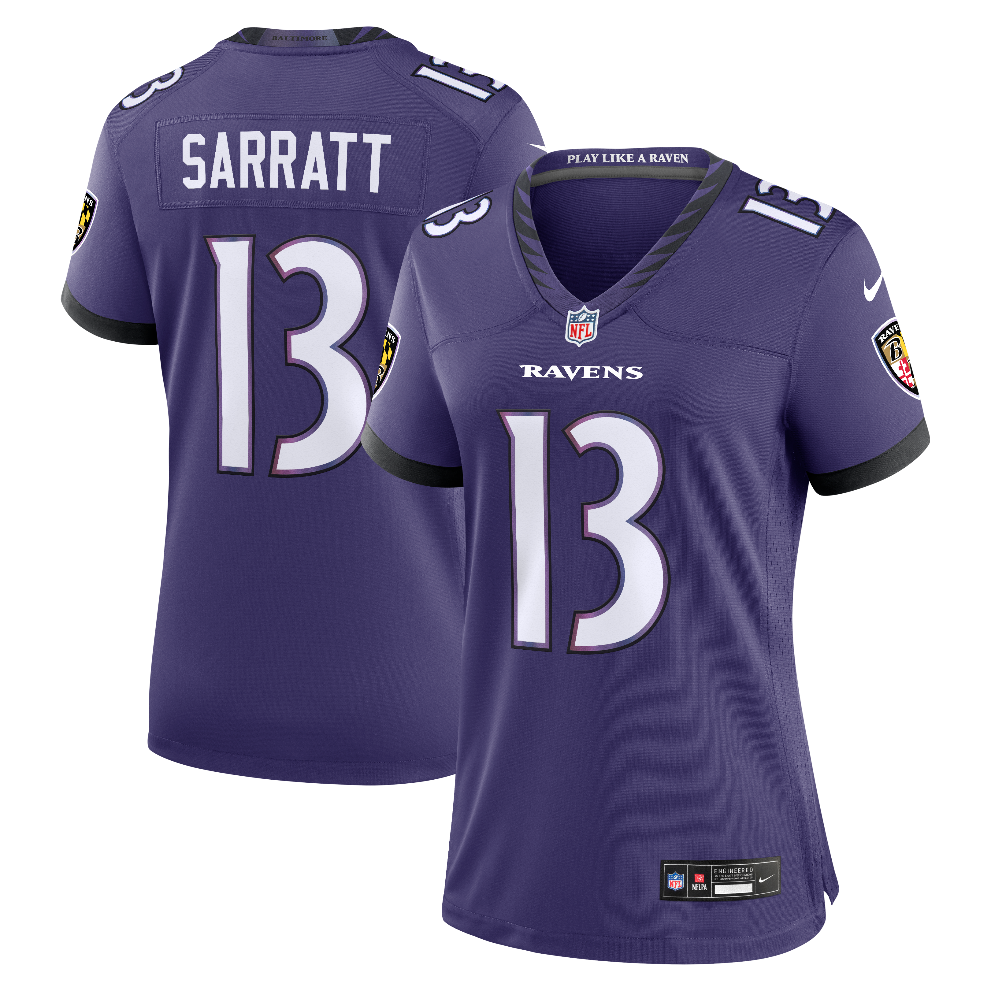Women's Baltimore Ravens Elijah Sarratt Nike Purple Team Game Jersey