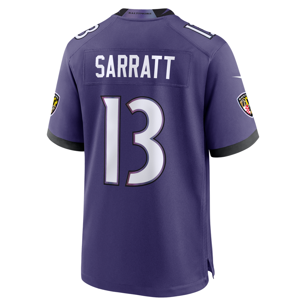 Men's Baltimore Ravens Elijah Sarratt Nike Purple Team Game Jersey