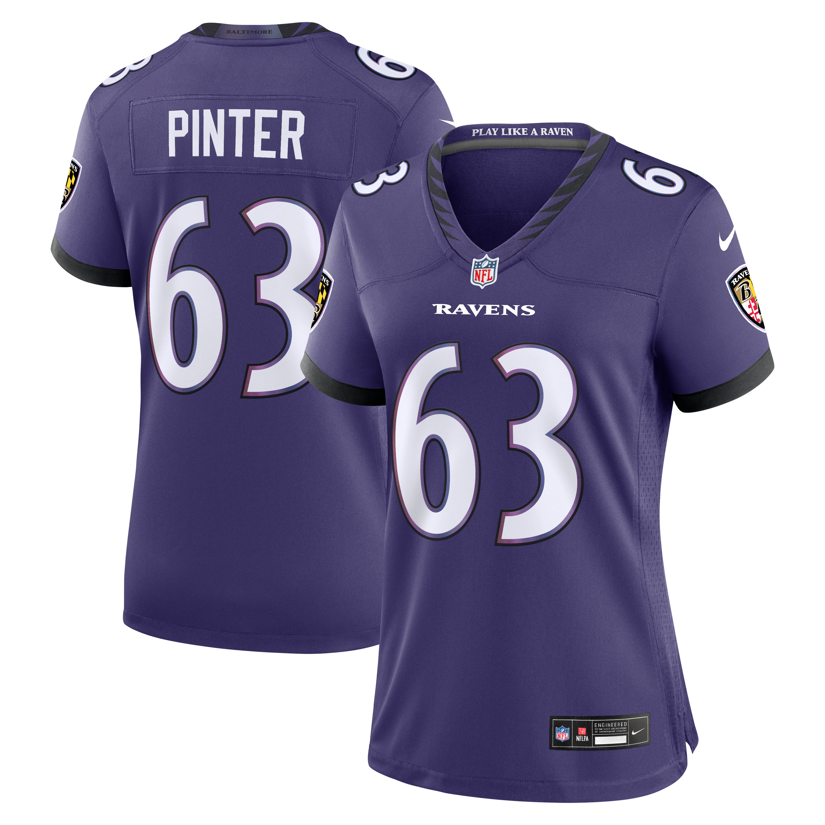 Women's Baltimore Ravens Danny Pinter Nike Purple Team Game Jersey