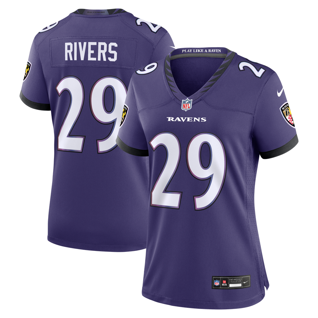 Women's Baltimore Ravens Chandler Rivers Nike Purple Team Game Jersey