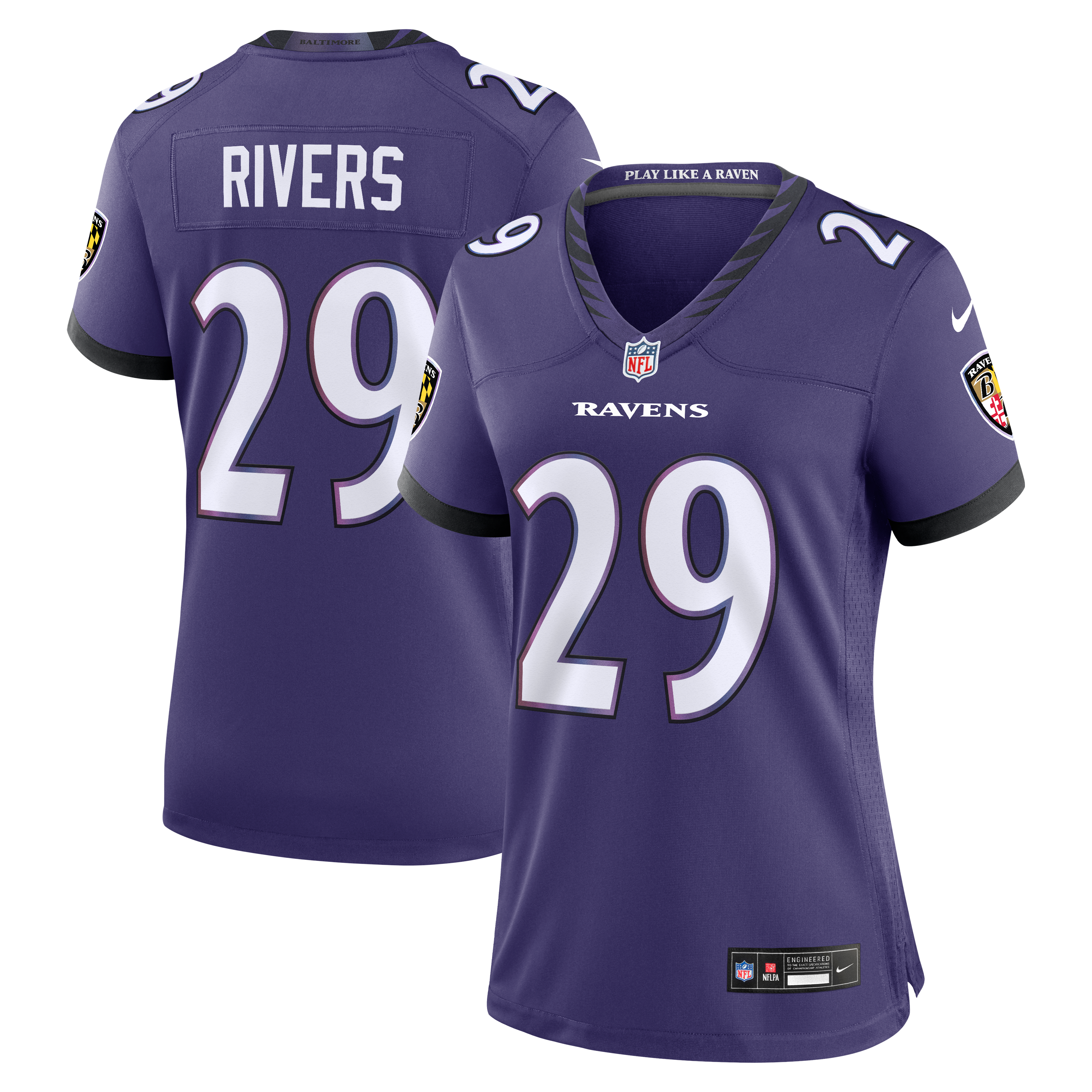 Women's Baltimore Ravens Chandler Rivers Nike Purple Team Game Jersey