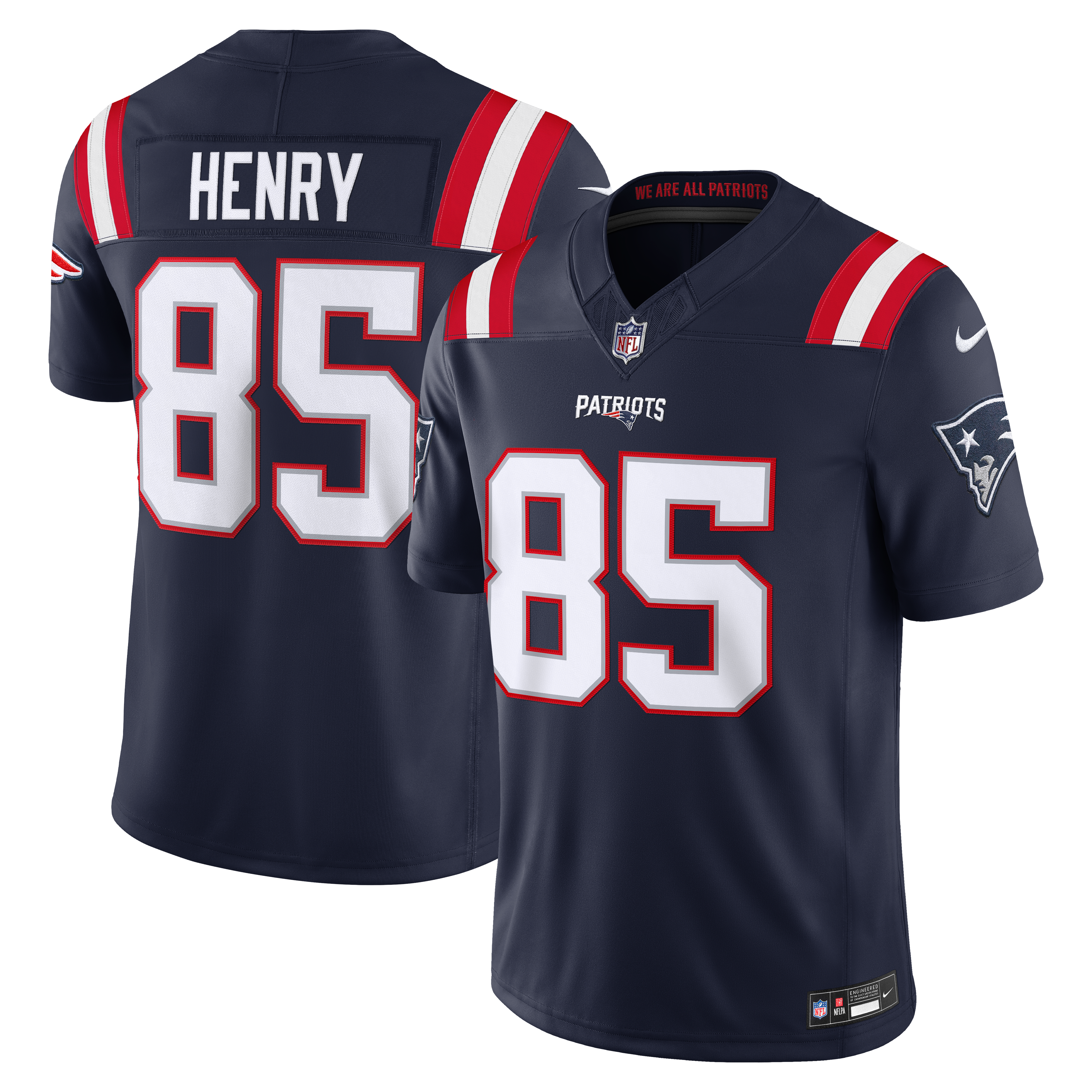 Men's New England Patriots Hunter Henry Nike Navy Team Vapor Fuse Stitched Limited Jersey