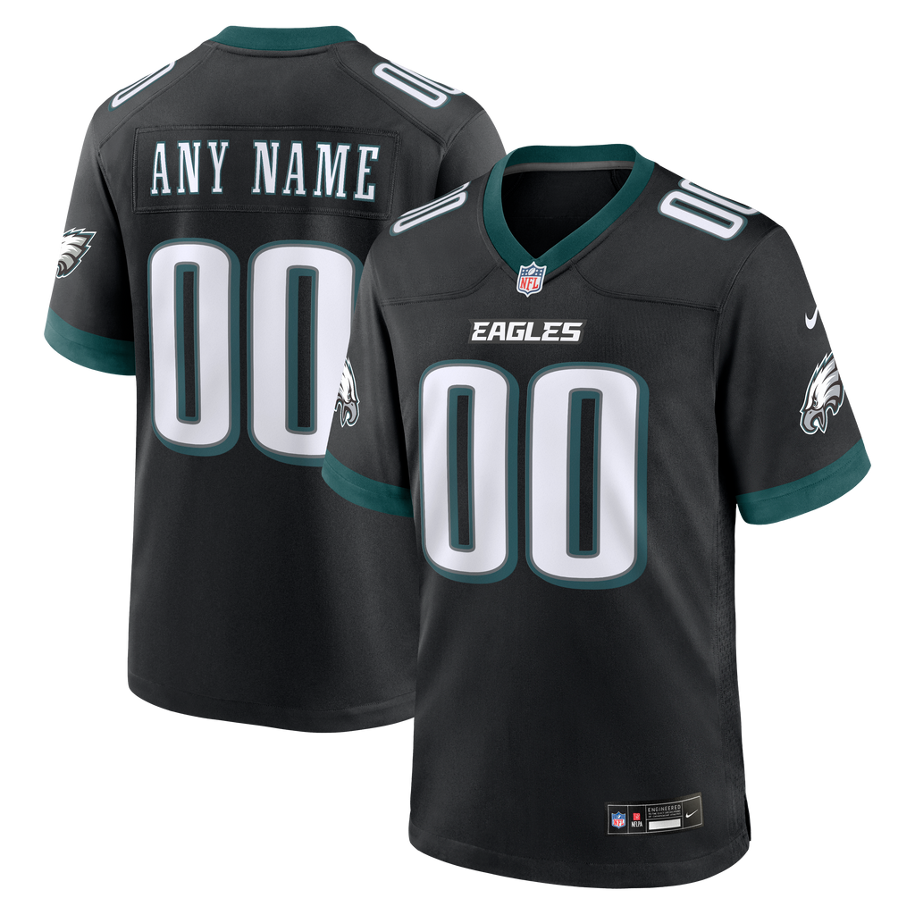Men's Philadelphia Eagles Nike Black Alternate Custom Game Jersey